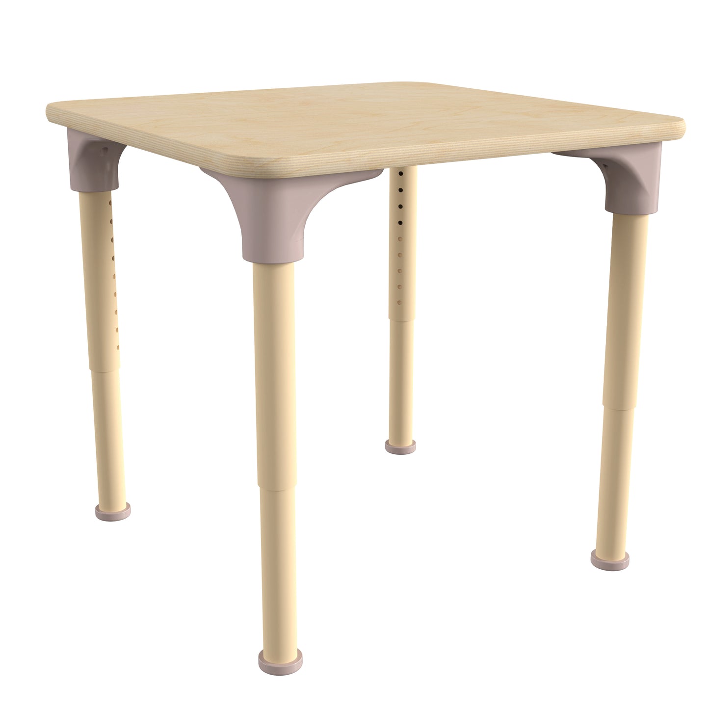 Bright Beginnings 24" Square Commercial Grade Wooden Adjustable Height Classroom Activity Table - Metal Legs Adjust From 15"H - 23"H, Beech Beech
