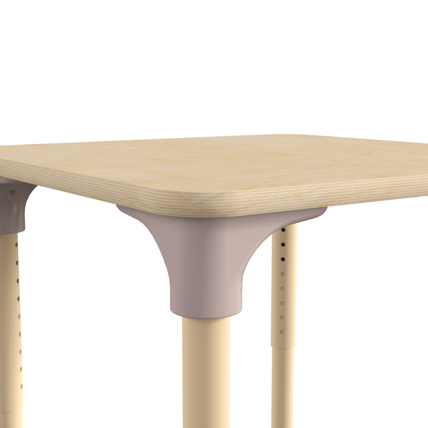 Bright Beginnings 24" Square Commercial Grade Wooden Adjustable Height Classroom Activity Table - Metal Legs Adjust From 15"H - 23"H, Beech Beech