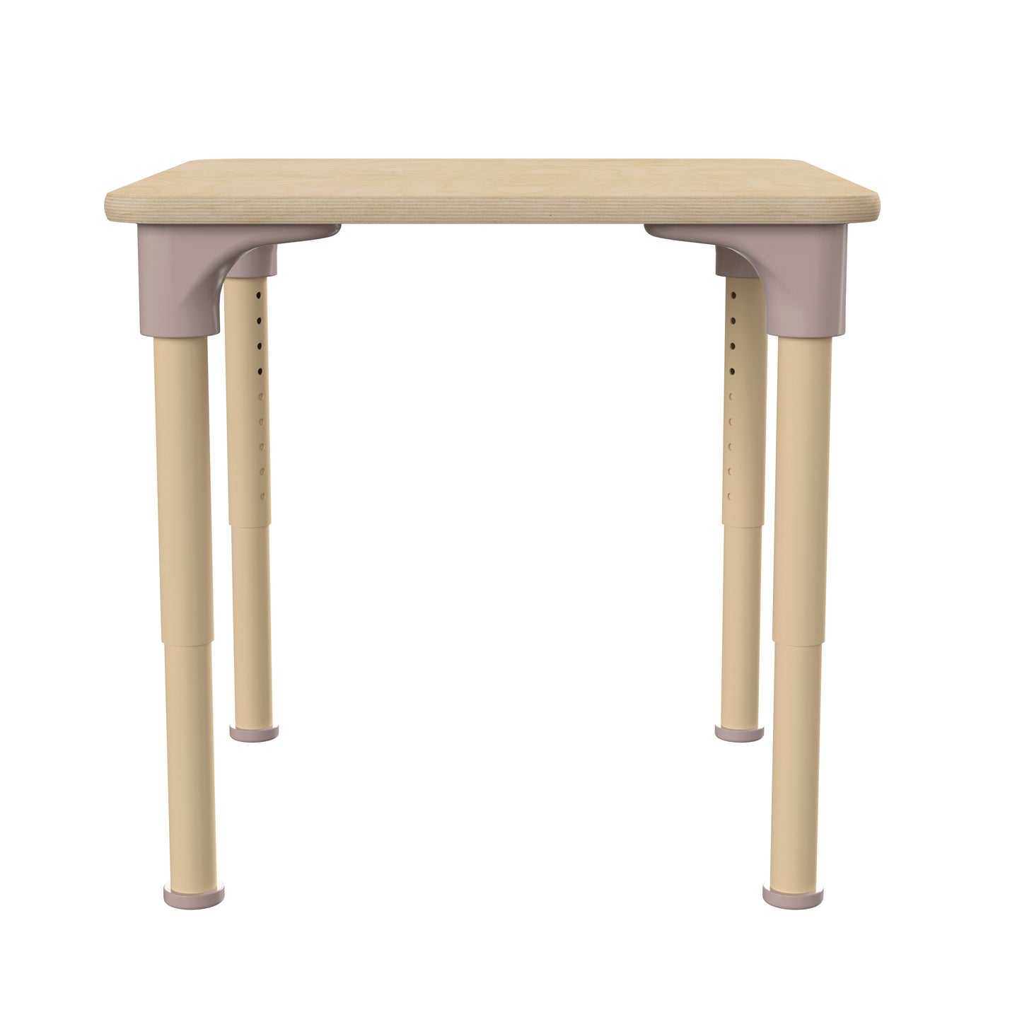 Bright Beginnings 24" Square Commercial Grade Wooden Adjustable Height Classroom Activity Table - Metal Legs Adjust From 15"H - 23"H, Beech Beech