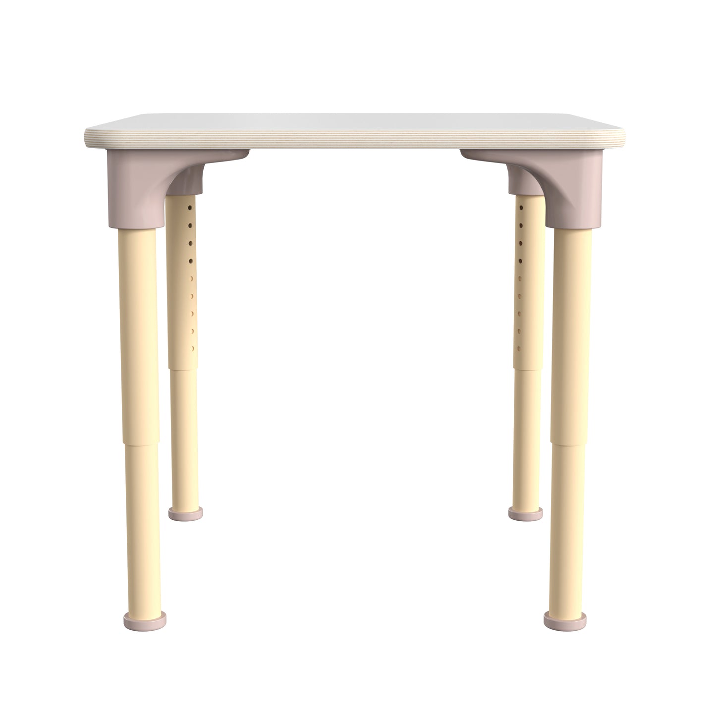 Bright Beginnings 24" Square Commercial Grade Wooden Adjustable Height Classroom Activity Table - Metal Legs Adjust From 15"H - 23"H, Beech/White White Top/Natural Frame