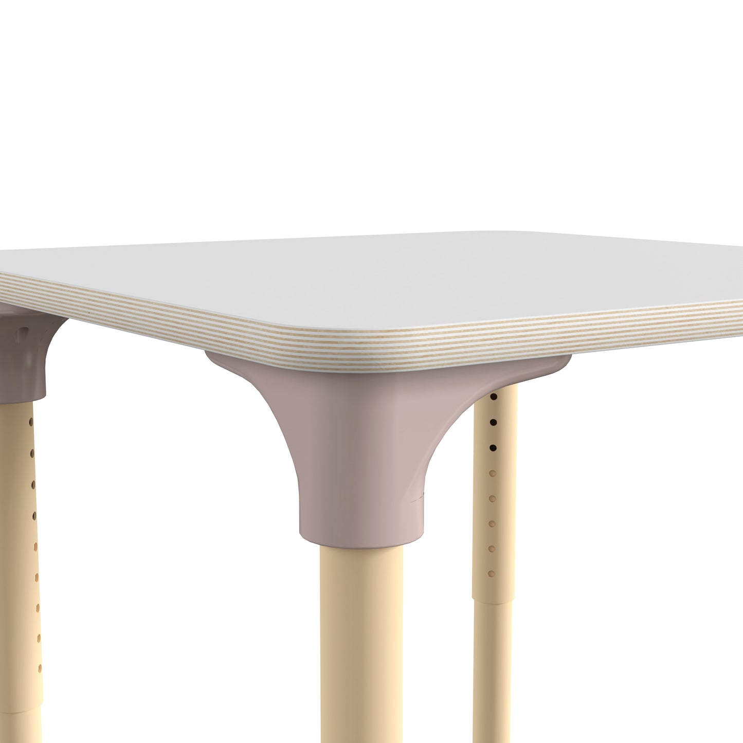 Bright Beginnings 24" Square Commercial Grade Wooden Adjustable Height Classroom Activity Table - Metal Legs Adjust From 15"H - 23"H, Beech/White White Top/Natural Frame