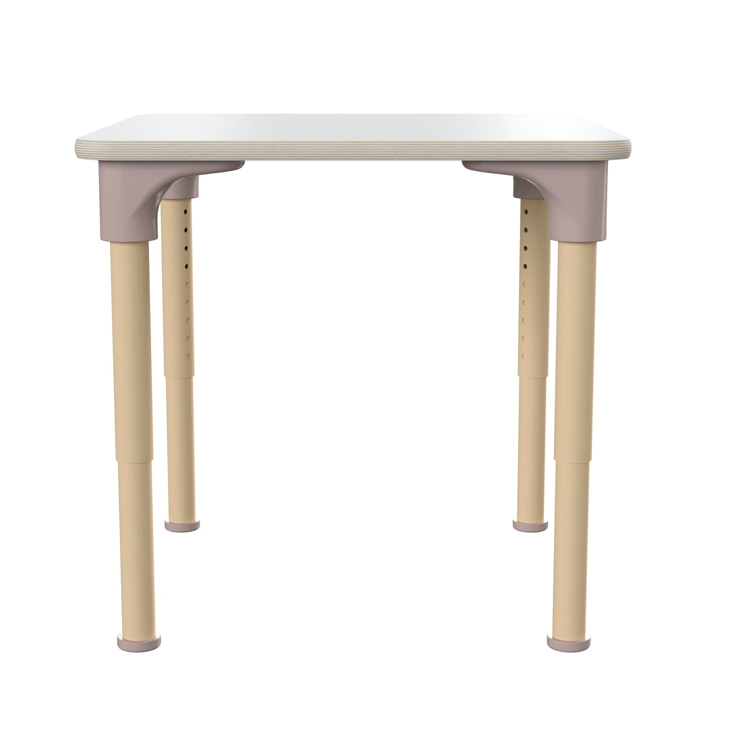 Bright Beginnings 24" Square Commercial Grade Wooden Adjustable Height Classroom Activity Table - Metal Legs Adjust From 15"H - 23"H, Beech/White White Top/Natural Frame
