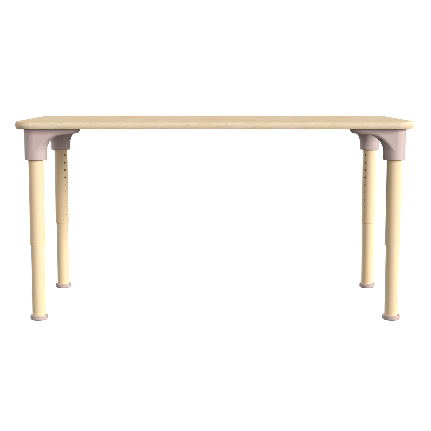 Bright Beginnings 23.5" x 47" Commercial Grade Wooden Rectangle Adjustable Height Classroom Activity Table - Metal Legs Adjust From 15"H - 23"H, Beech Beech