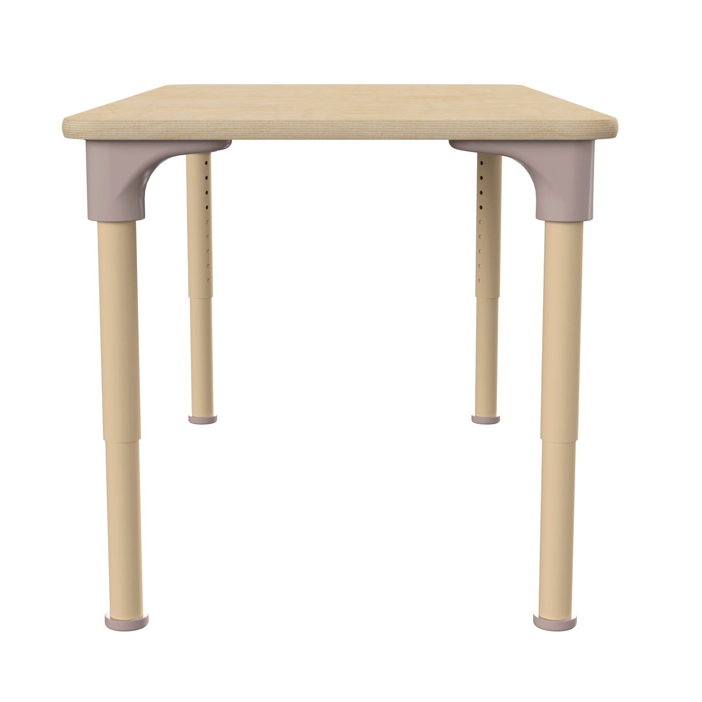 Bright Beginnings 23.5" x 47" Commercial Grade Wooden Rectangle Adjustable Height Classroom Activity Table - Metal Legs Adjust From 15"H - 23"H, Beech Beech