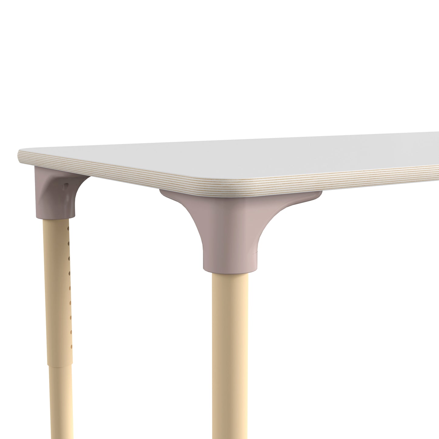 Bright Beginnings 23.5" x 47" Commercial Wooden Rectangle Adjustable Height Classroom Activity Table - Metal Legs Adjust From 15"H - 23"H, Beech/White White Top/Natural Frame