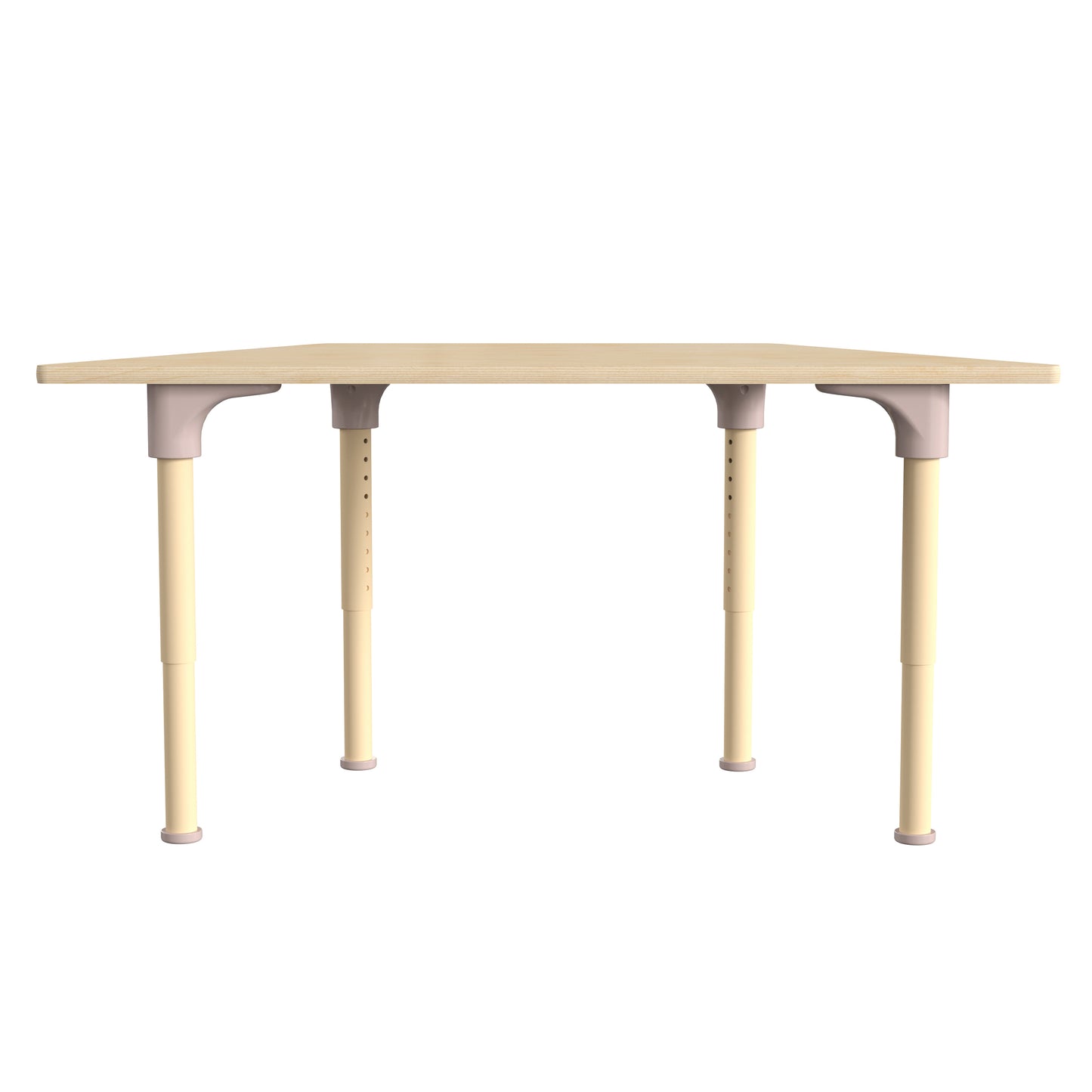 Bright Beginnings 47" Commercial Grade Wooden Trapezoid Adjustable Height Classroom Activity Table - Metal Legs Adjust From 15"H - 23"H, Beech Beech