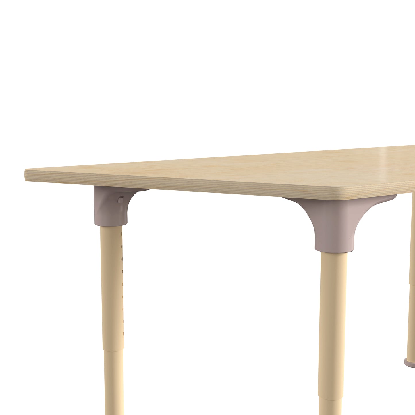 Bright Beginnings 47" Commercial Grade Wooden Trapezoid Adjustable Height Classroom Activity Table - Metal Legs Adjust From 15"H - 23"H, Beech Beech