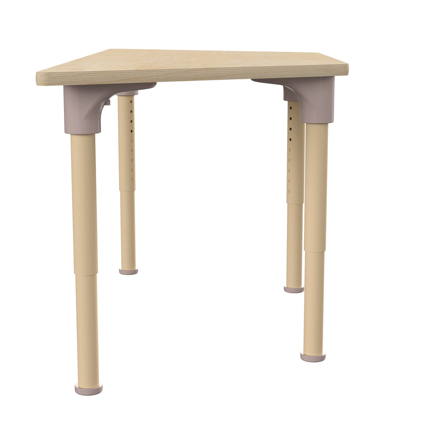 Bright Beginnings 47" Commercial Grade Wooden Trapezoid Adjustable Height Classroom Activity Table - Metal Legs Adjust From 15"H - 23"H, Beech Beech