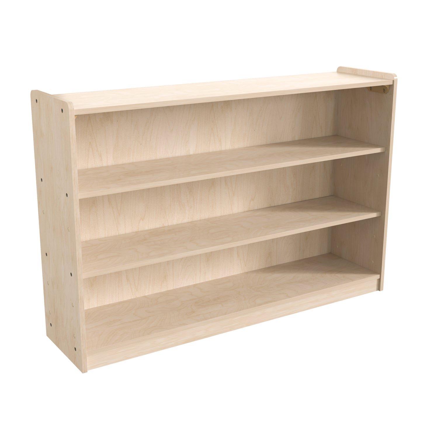 Bright Beginnings Commercial Grade Extra Wide 3 Shelf Wooden Classroom Open Storage Unit, Safe, Kid Friendly Design, Natural Beech