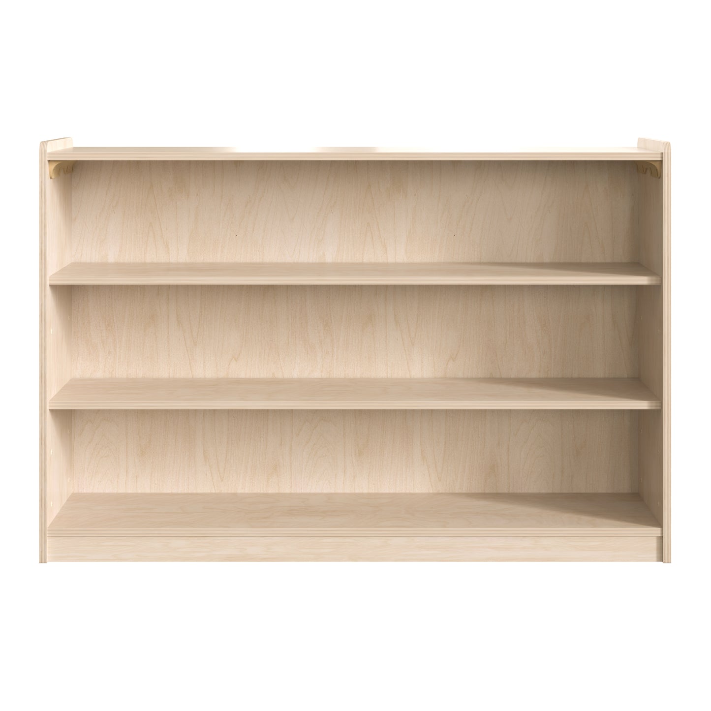 Bright Beginnings Commercial Grade Extra Wide 3 Shelf Wooden Classroom Open Storage Unit, Safe, Kid Friendly Design, Natural Beech