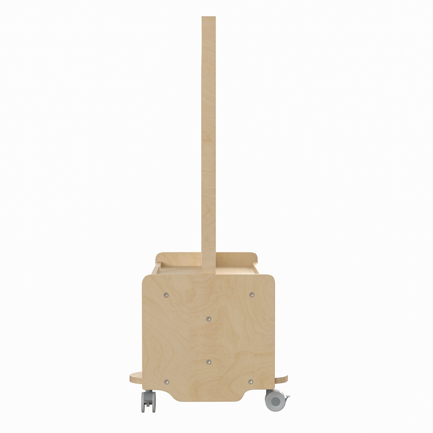 Bright Beginnings Commercial Wooden Mobile Dual Sided 2 Person Art Station with Locking Caster Wheels and Bottom Cubby Storage, Natural Beech