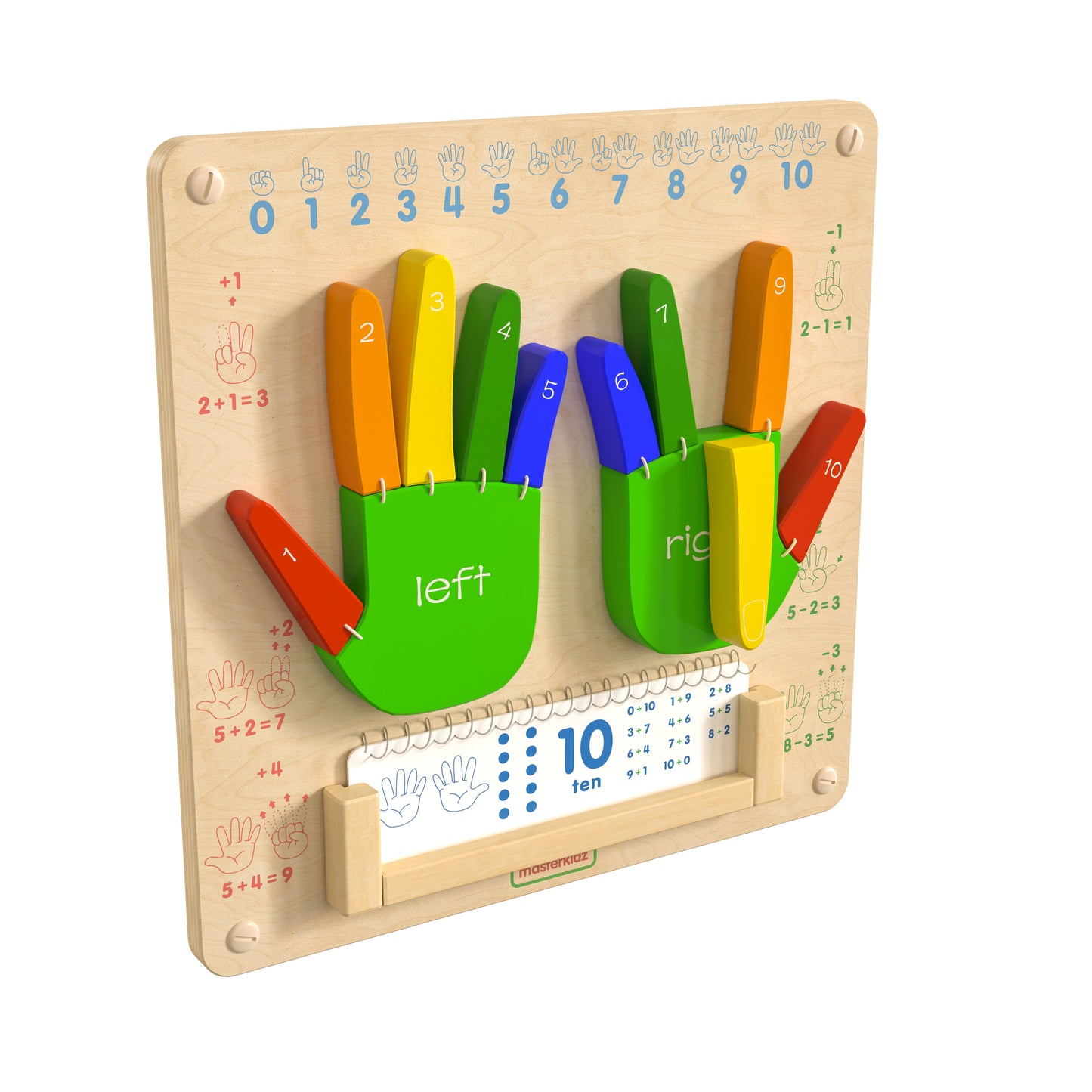Bright Beginnings Commercial Grade STEAM Wall Activity Board with Natural Finish and Multicolor Accents, Counting Beech MK-ME09524-GG