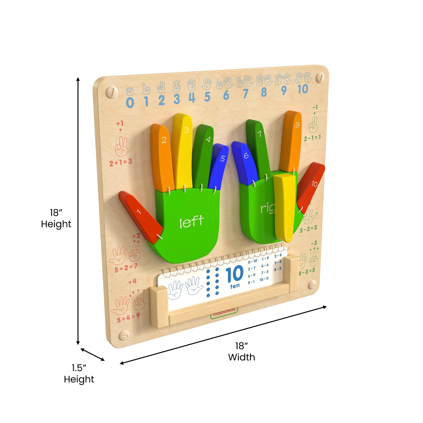 Bright Beginnings Commercial Grade STEAM Wall Activity Board with Natural Finish and Multicolor Accents, Counting Beech MK-ME09524-GG