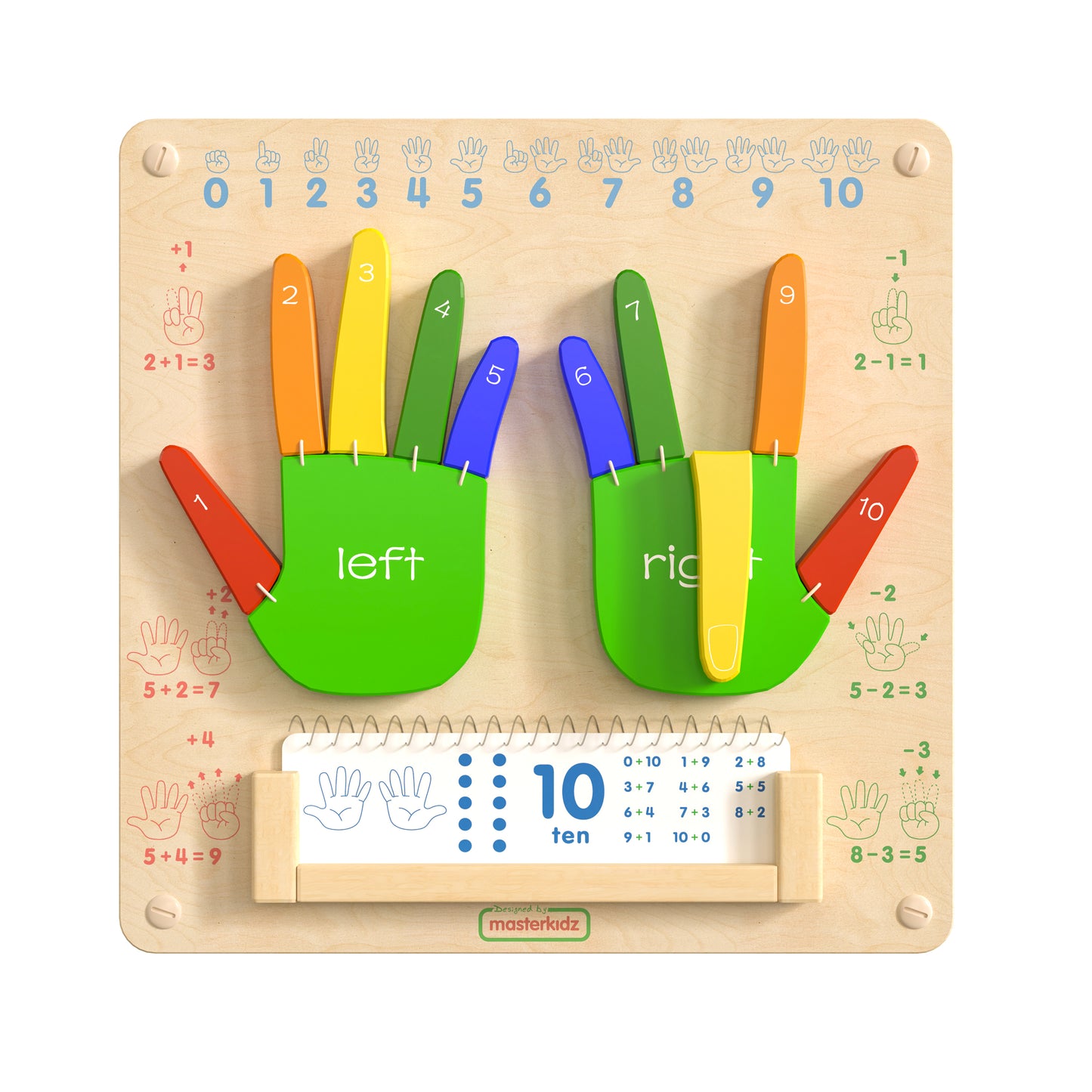 Bright Beginnings Commercial Grade STEAM Wall Activity Board with Natural Finish and Multicolor Accents, Counting Beech MK-ME09524-GG