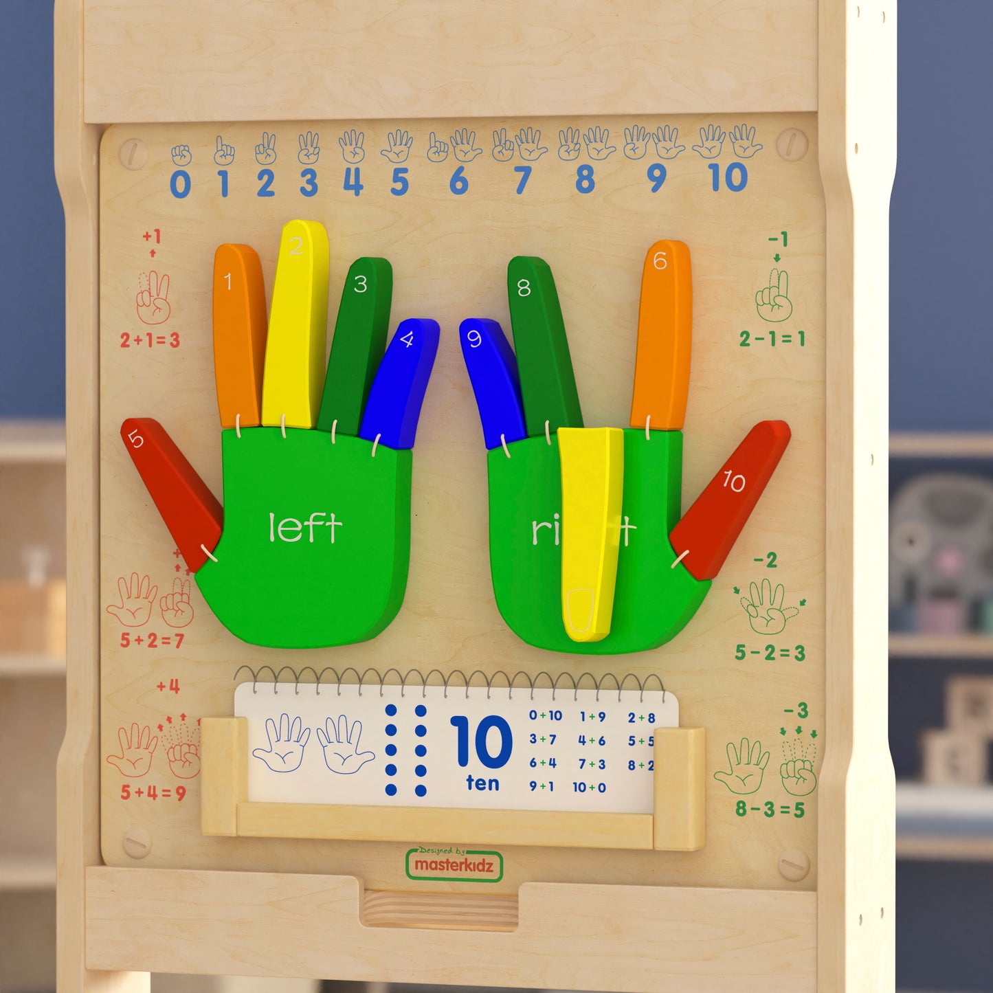 Bright Beginnings Commercial Grade STEAM Wall Activity Board with Natural Finish and Multicolor Accents, Counting Beech MK-ME09524-GG