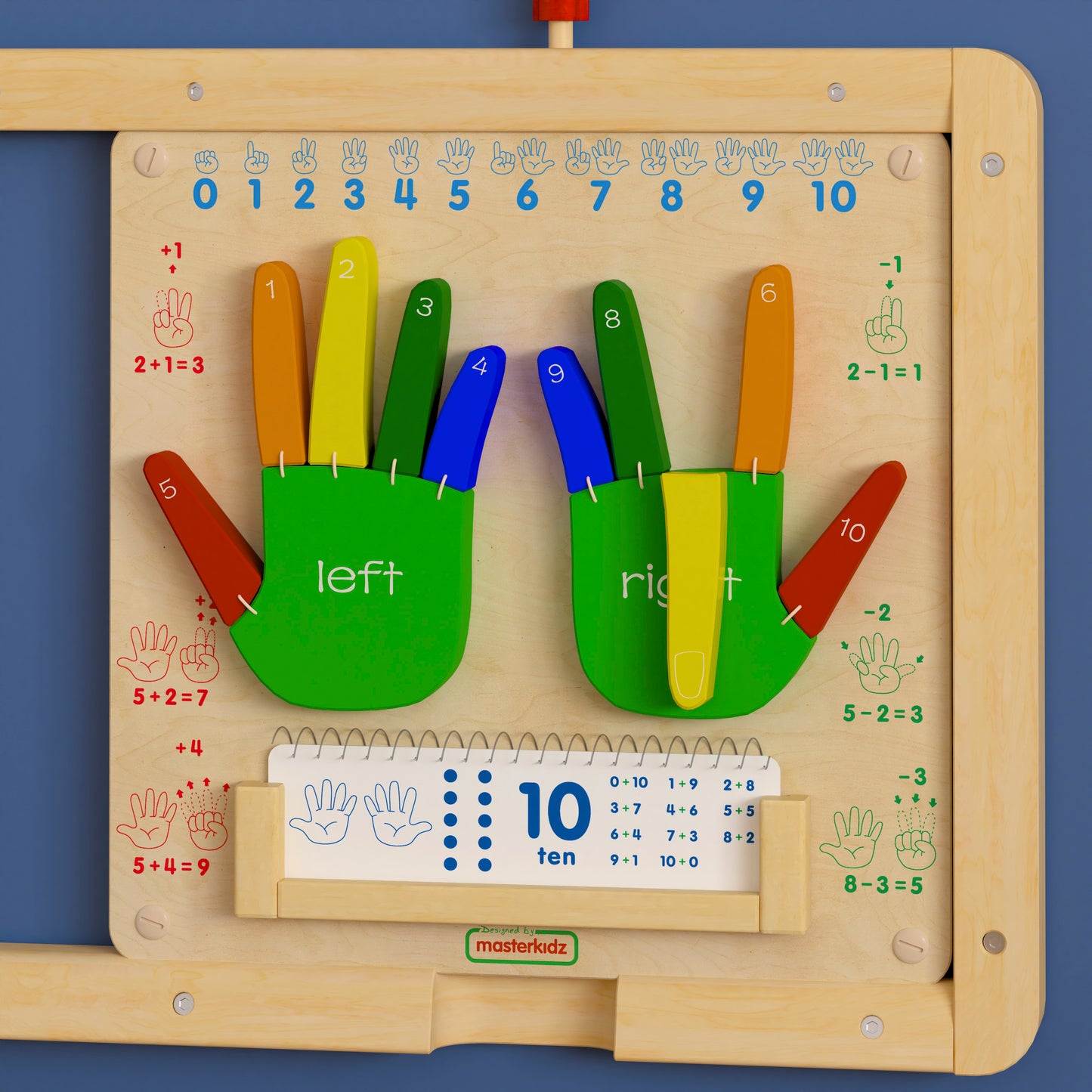 Bright Beginnings Commercial Grade STEAM Wall Activity Board with Natural Finish and Multicolor Accents, Counting Beech MK-ME09524-GG