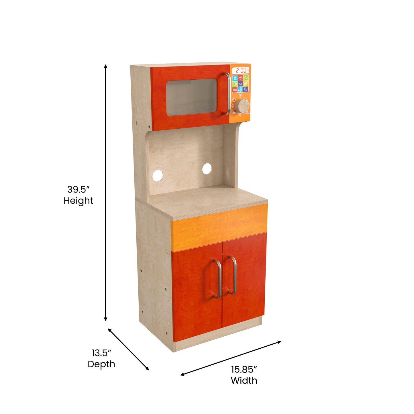 Bright Beginnings Commercial Grade Greenguard Certified Wooden Children's Kitchen Cabinet with Microwave Beech