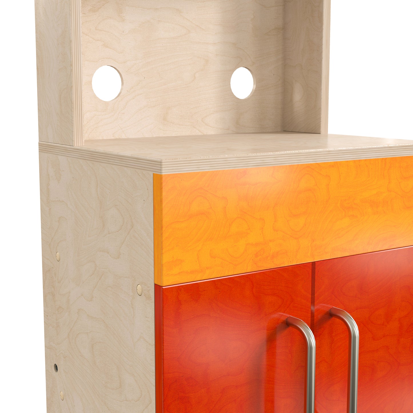 Bright Beginnings Commercial Grade Greenguard Certified Wooden Children's Kitchen Cabinet with Microwave Beech