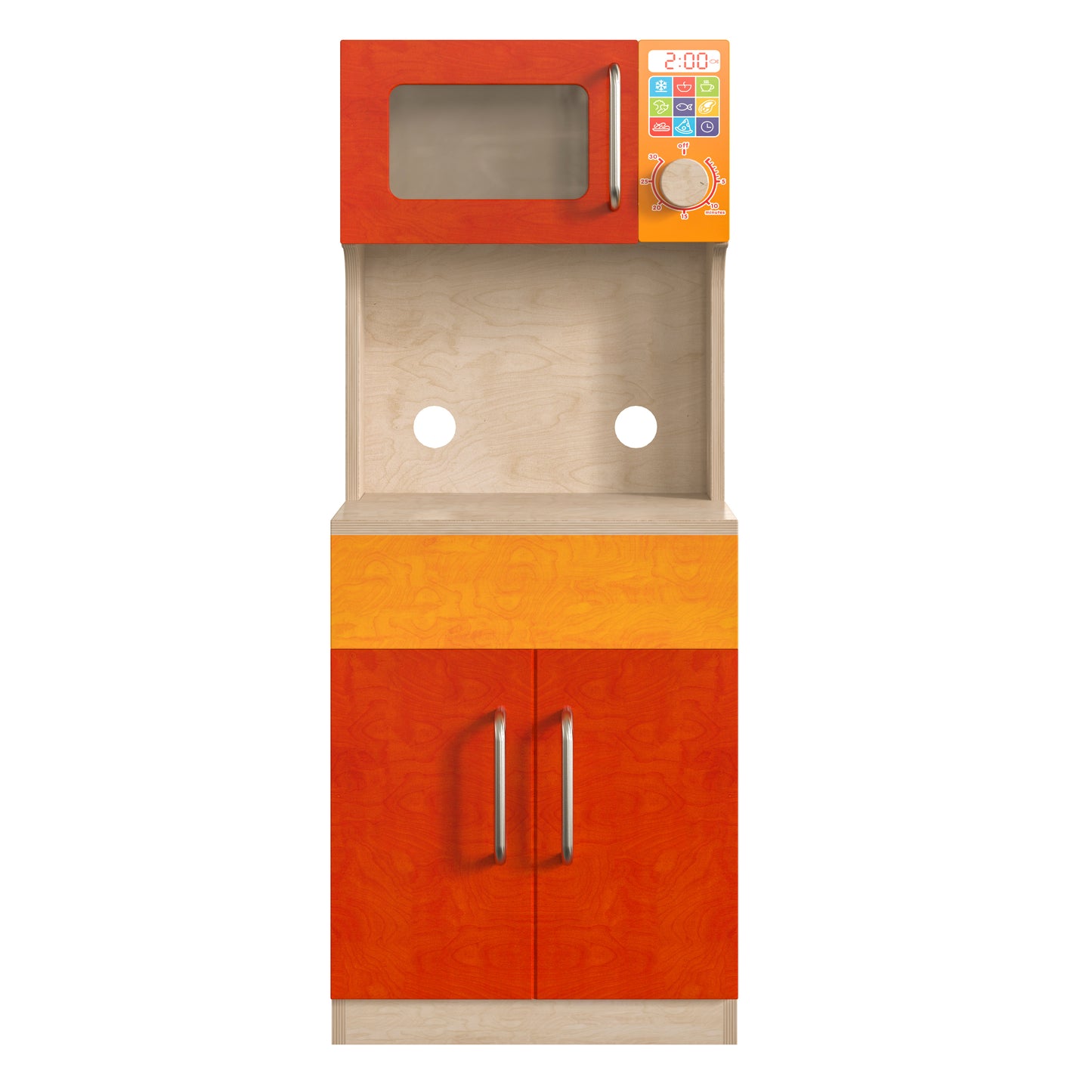Bright Beginnings Commercial Grade Greenguard Certified Wooden Children's Kitchen Cabinet with Microwave Beech