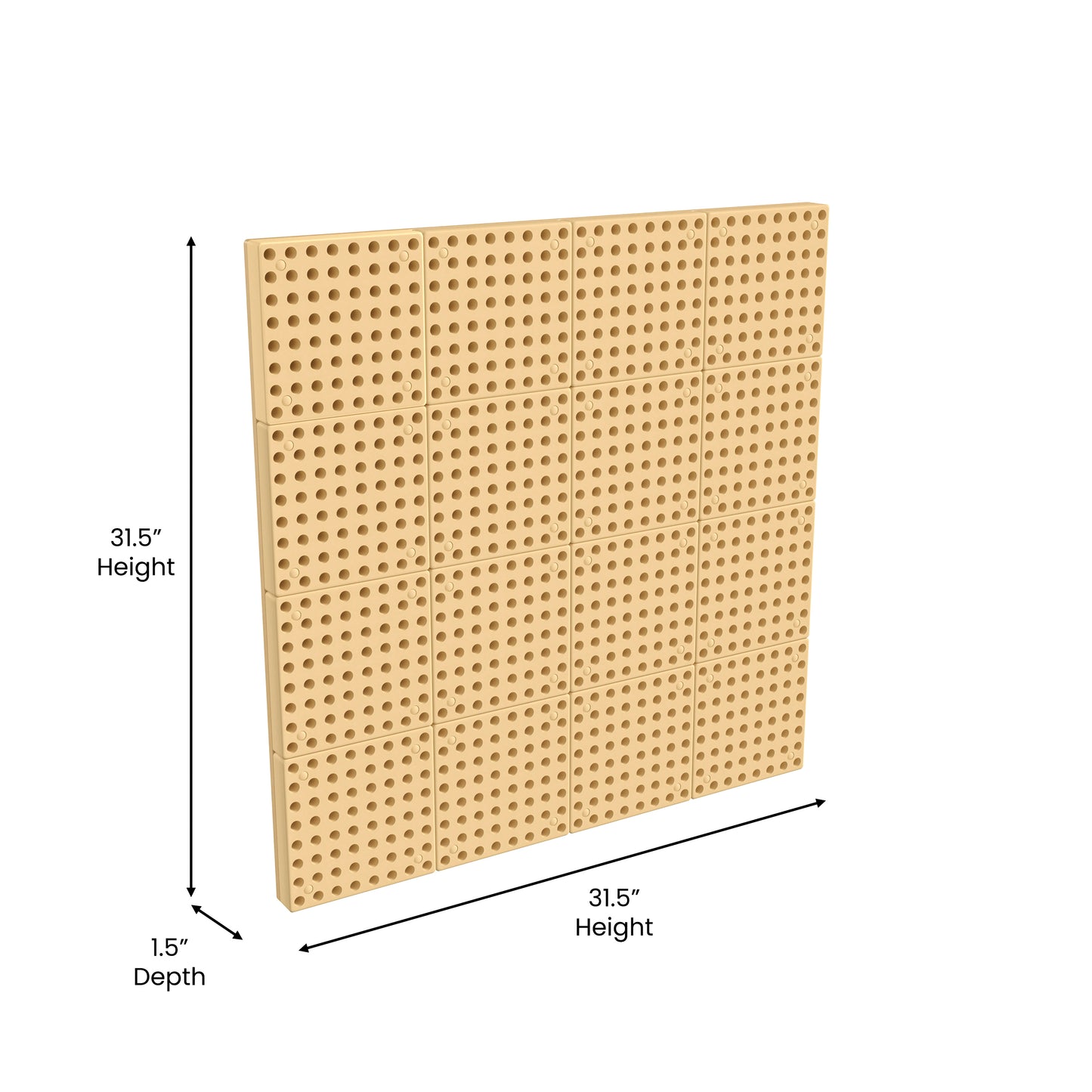 Bright Beginnings Commercial Grade Multipurpose Modular STEAM Wall Peg System Panel - 31.5"L x 31.5"H, Natural Natural