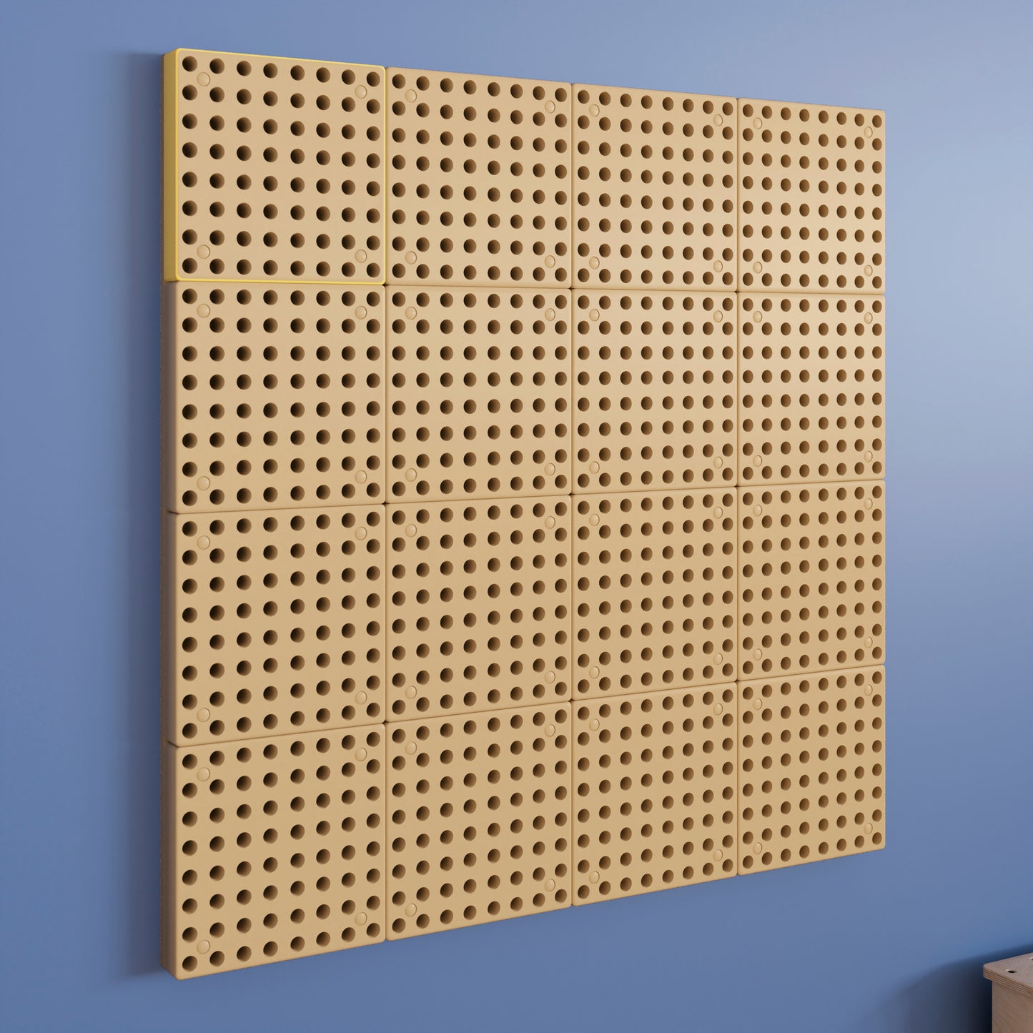 Bright Beginnings Commercial Grade Multipurpose Modular STEAM Wall Peg System Panel - 31.5"L x 31.5"H, Natural Natural