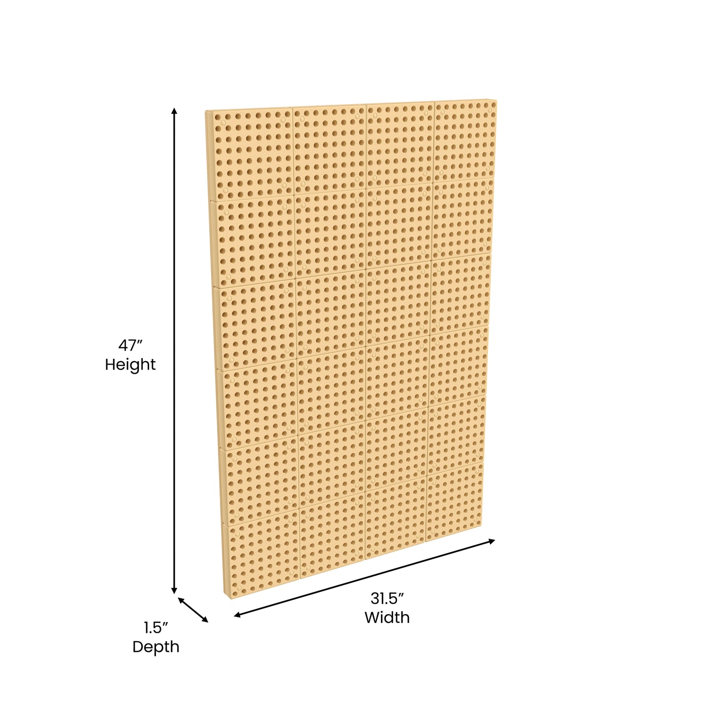 Bright Beginnings Commercial Grade Multipurpose Modular STEAM Wall Peg System Panel - 31.5"L x 47.2"H, Natural Natural MK-ME10971-GG