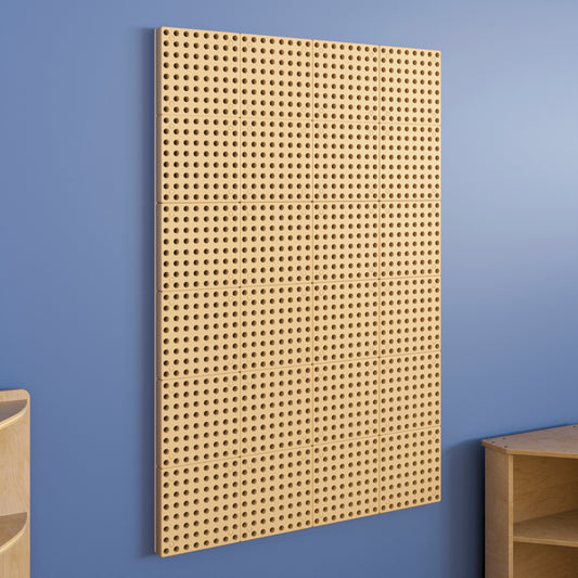 Bright Beginnings Commercial Grade Multipurpose Modular STEAM Wall Peg System Panel - 31.5"L x 47.2"H, Natural Natural