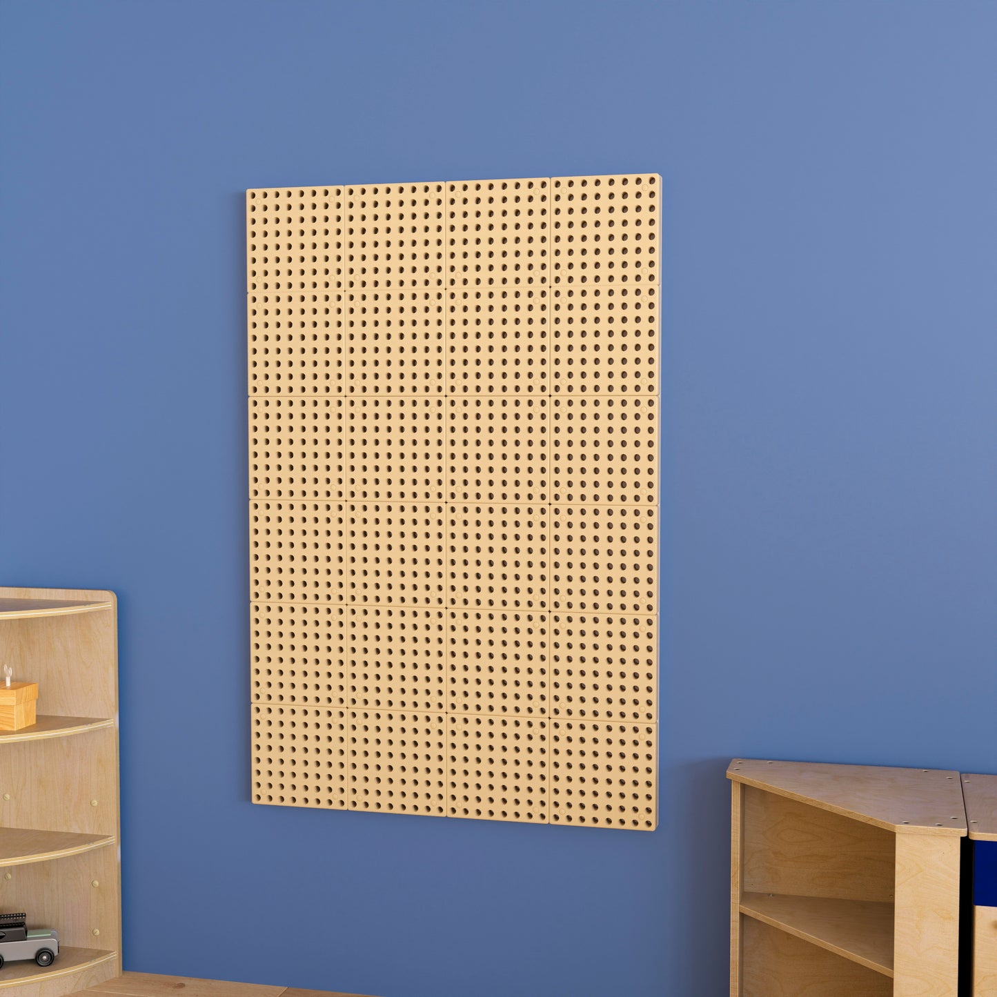 Bright Beginnings Commercial Grade Multipurpose Modular STEAM Wall Peg System Panel - 31.5"L x 47.2"H, Natural Natural MK-ME10971-GG