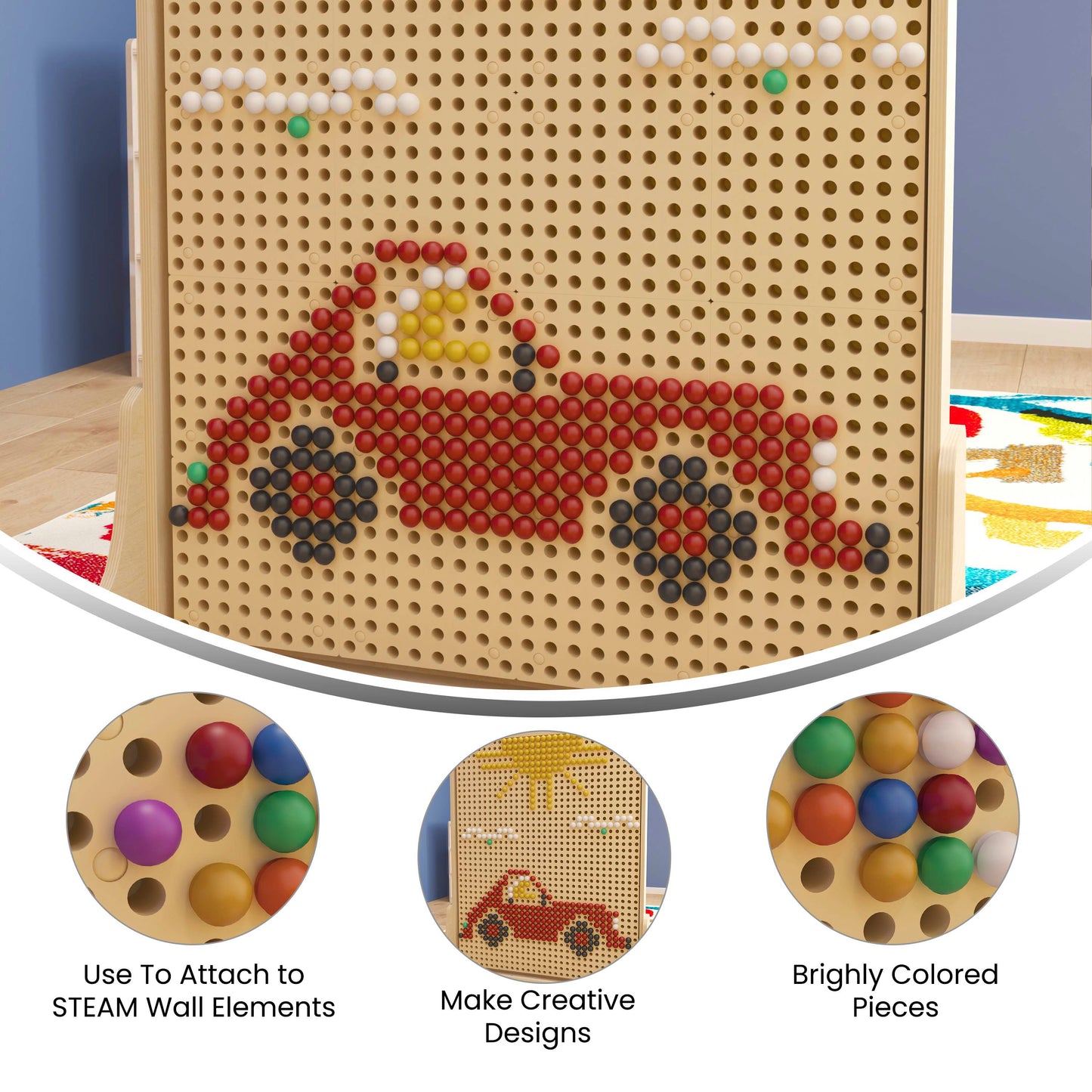 Bright Beginnings Commercial Grade 512 Piece Peg Accessory Pack for Modular STEAM Walls (Not Included) - Multicolor Multi