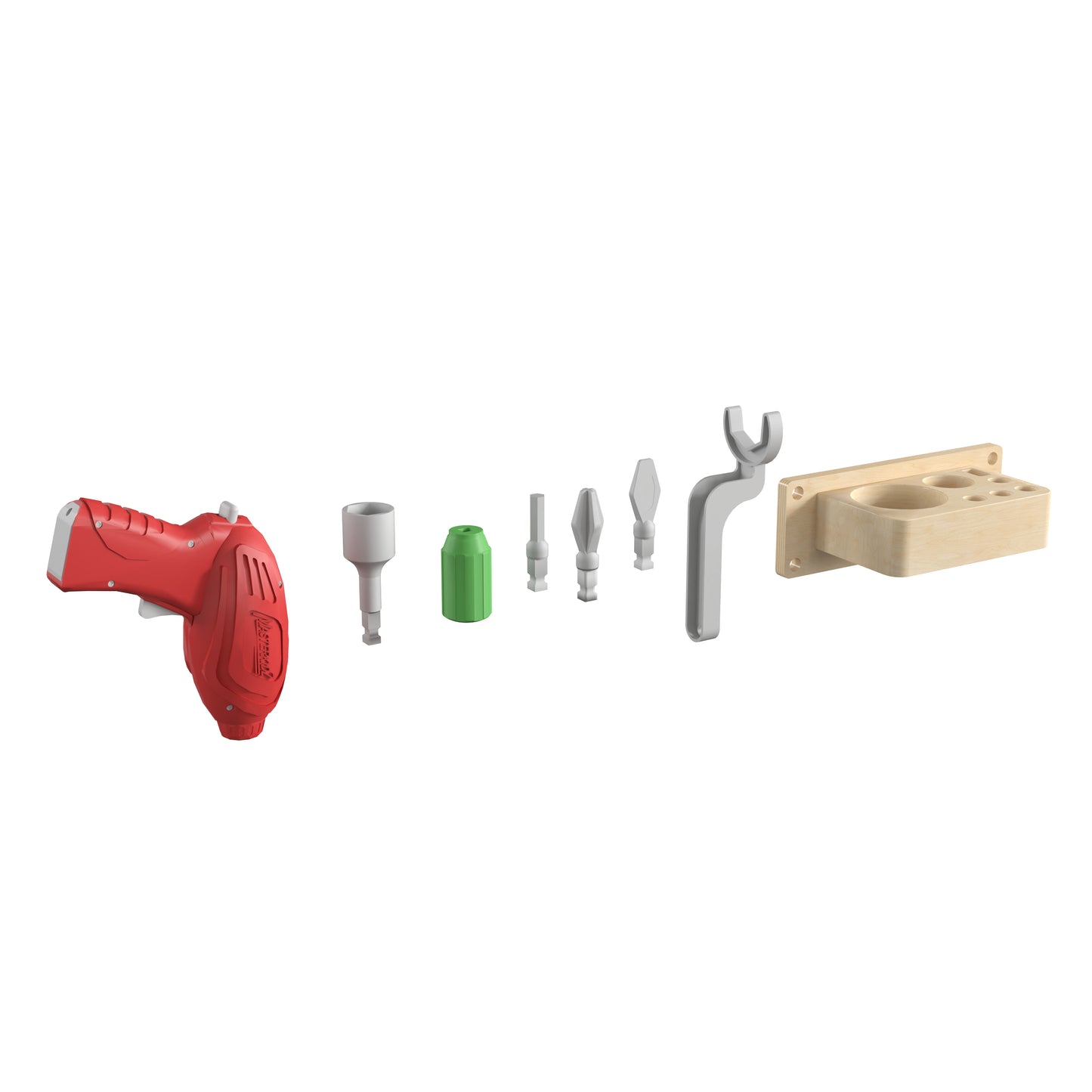 Bright Beginnings Commercial Grade 8 Piece Tools & Holder Accessory Set for Modular STEAM Wall Systems (Not Included) with Working Drill Multi