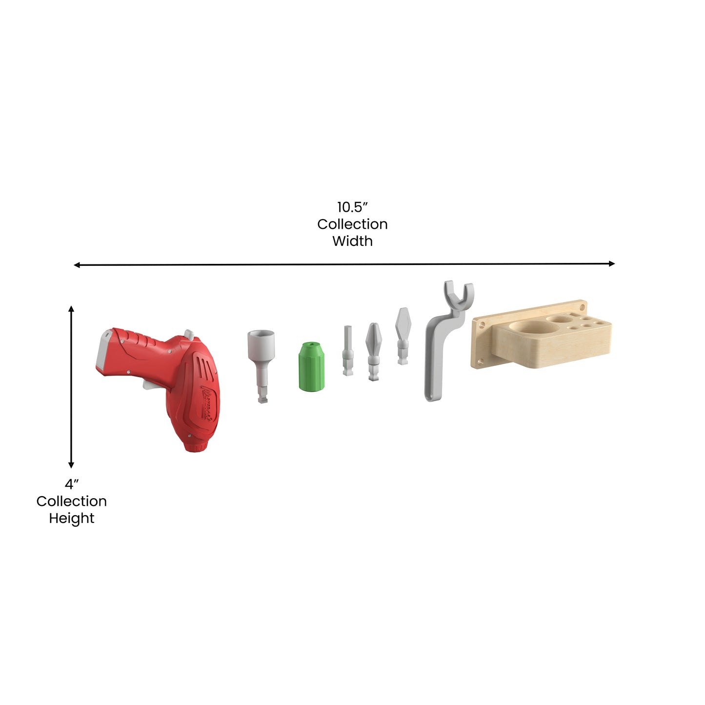 Bright Beginnings Commercial Grade 8 Piece Tools & Holder Accessory Set for Modular STEAM Wall Systems (Not Included) with Working Drill Multi