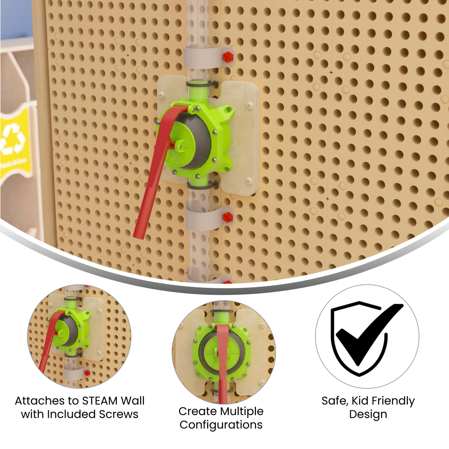 Bright Beginnings Commercial Grade 10 Piece Pipe Builder Hand Pump & Accessories for Modular STEAM Wall Systems (Not Included) Multi