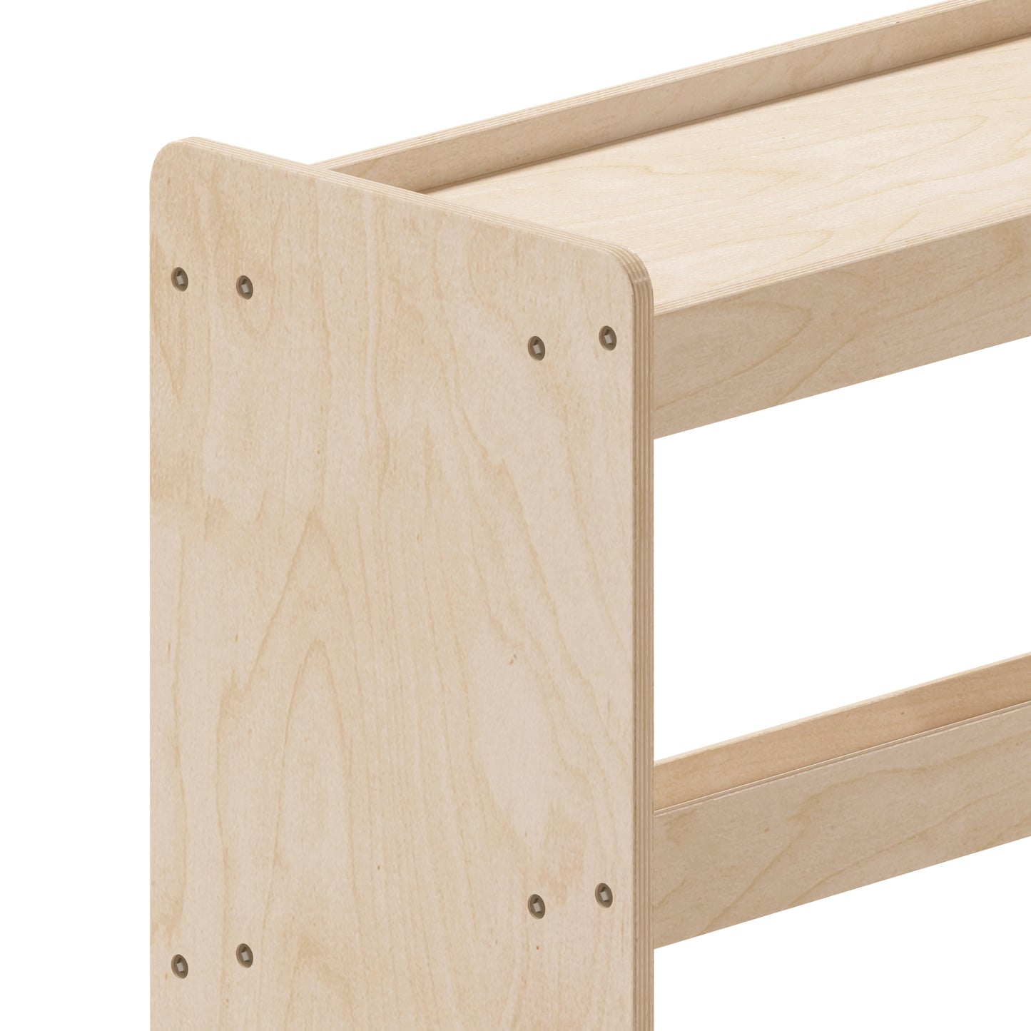 Bright Beginnings Commercial Space Saving Wooden Mobile Classroom Storage Cart, 3 Angled Shelves, Locking Caster Wheels, Kid Friendly Design, Natural Beech