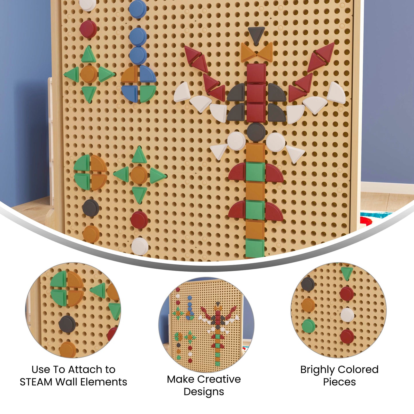 Bright Beginnings Commercial Grade Multicolor 256 Piece Shape Set for Modular STEAM Wall Systems (Not Included) Multi MK-ME14696-GG