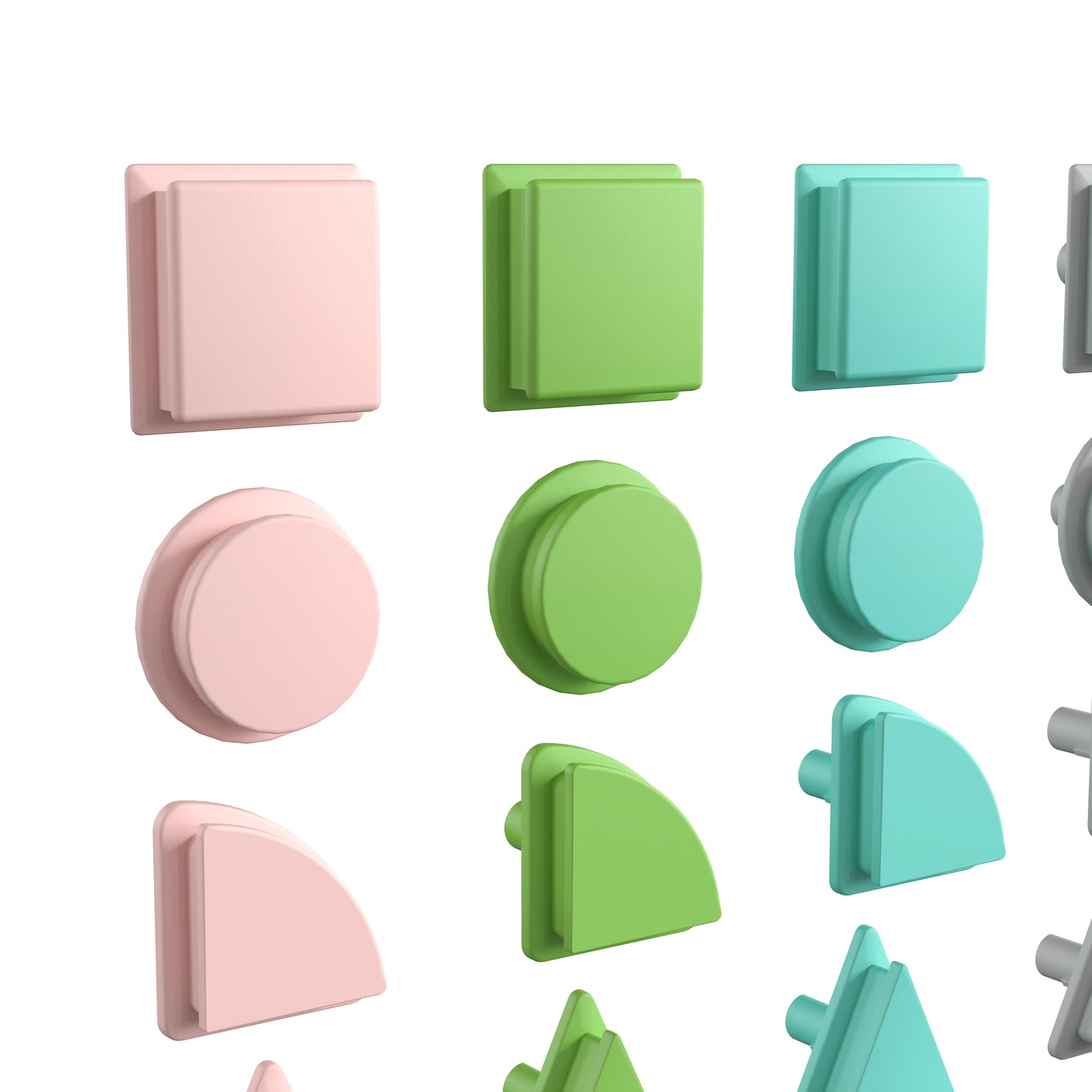 Bright Beginnings Commercial Grade Pastel 256 Piece Shape Set for Modular STEAM Wall Systems (Not Included) Multi Pastel
