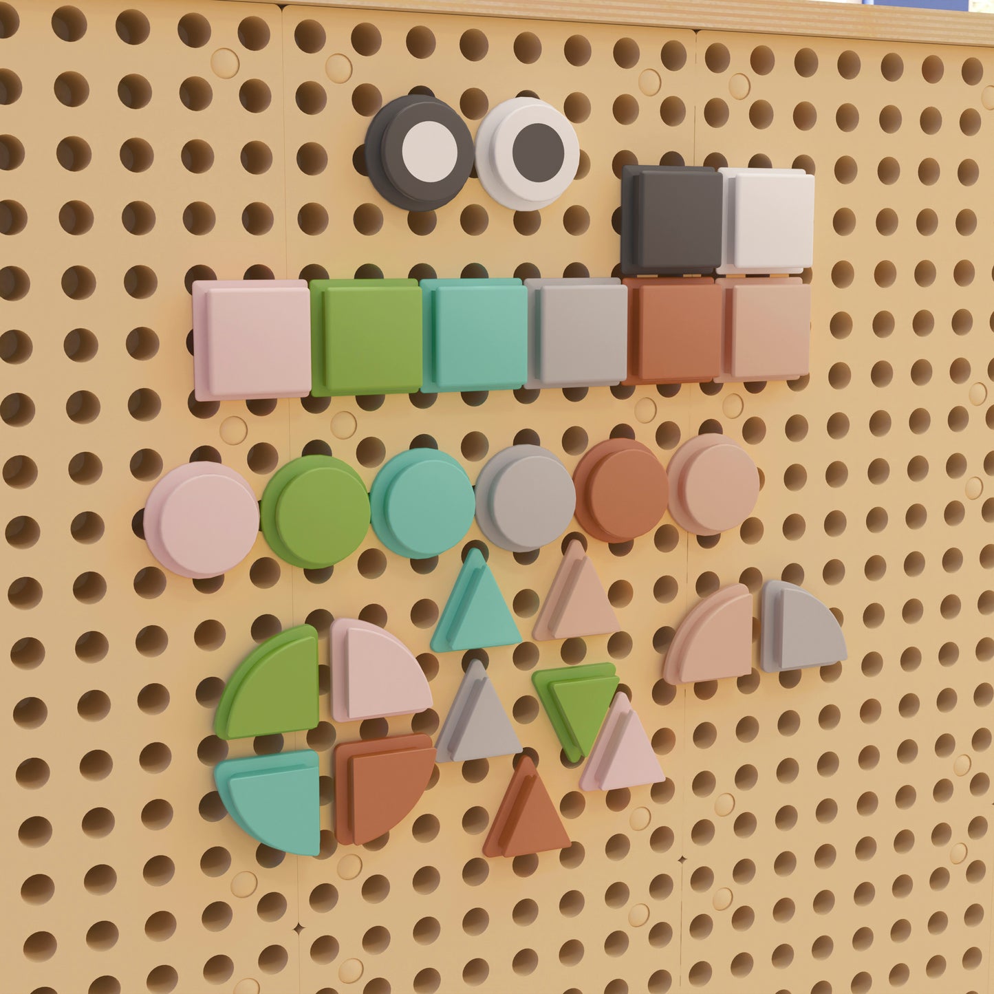 Bright Beginnings Commercial Grade Pastel 256 Piece Shape Set for Modular STEAM Wall Systems (Not Included) Multi Pastel