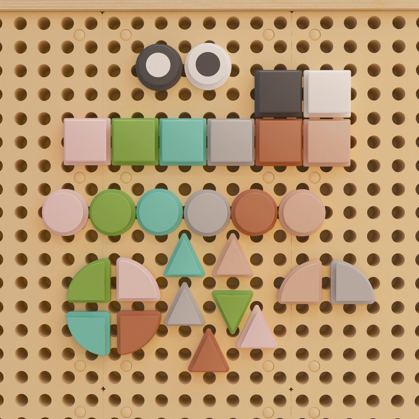 Bright Beginnings Commercial Grade Pastel 256 Piece Shape Set for Modular STEAM Wall Systems (Not Included) Multi Pastel