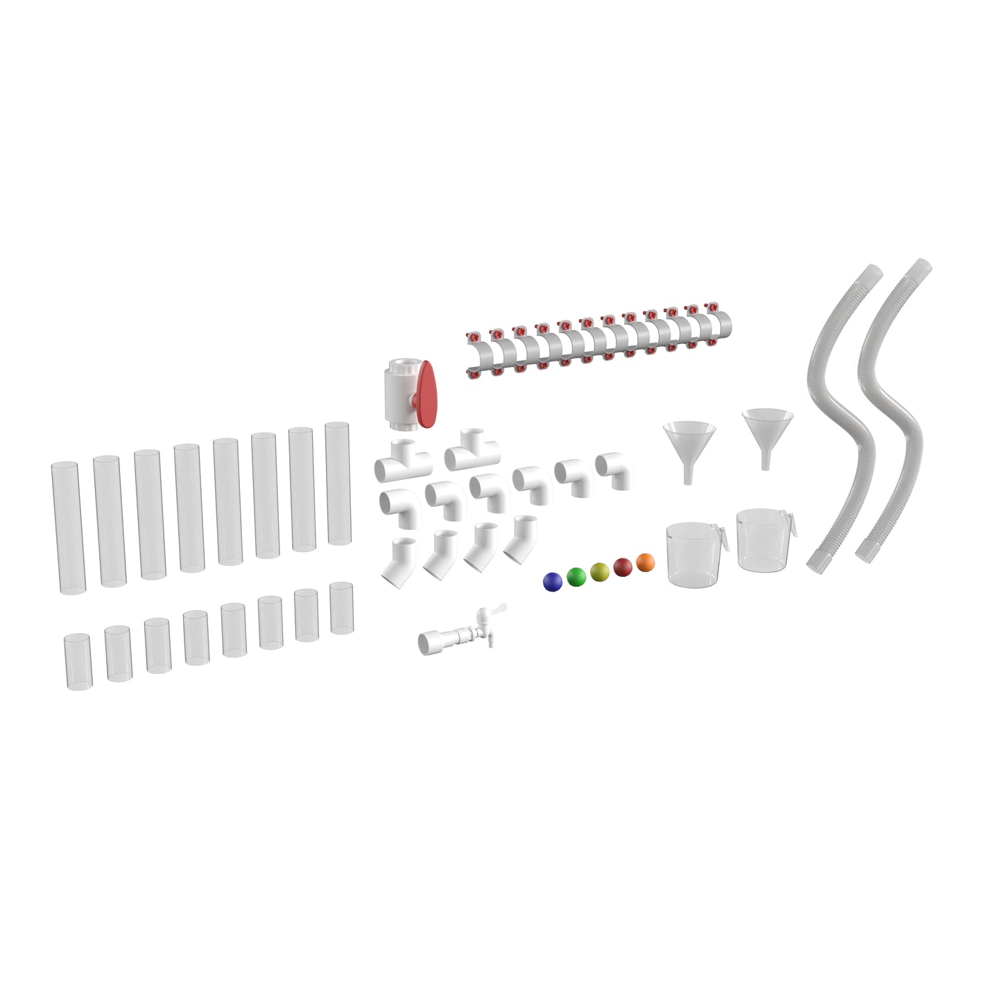 Bright Beginnings Commercial Grade 80 Piece Pipe Builder Set for Modular STEAM Wall Systems (Not Included) Multi