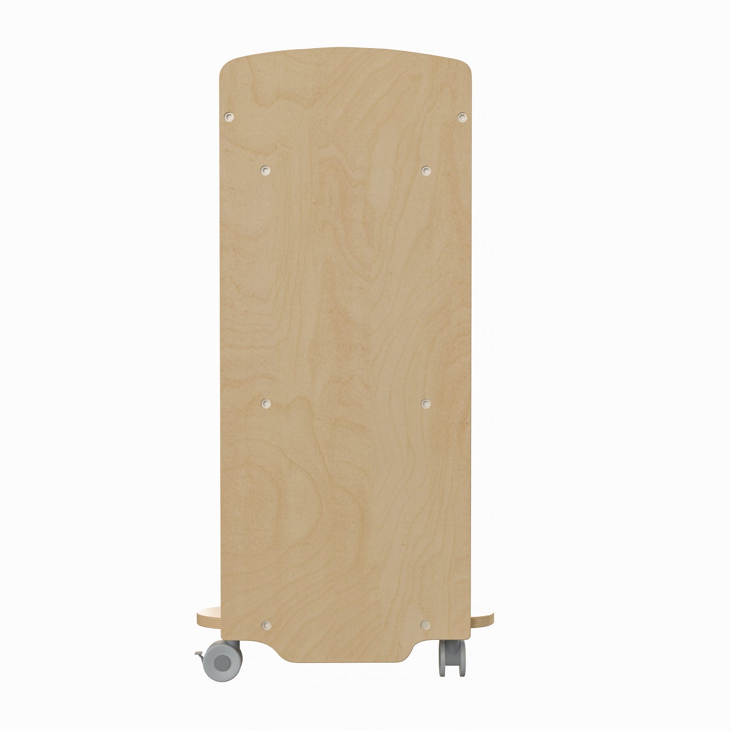 Bright Beginnings Commercial Wood Double Sided Mobile Storage Cart, 14 Round Storage Compartments, 4 Storage Shelves, Locking Caster Wheels, Natural Beech