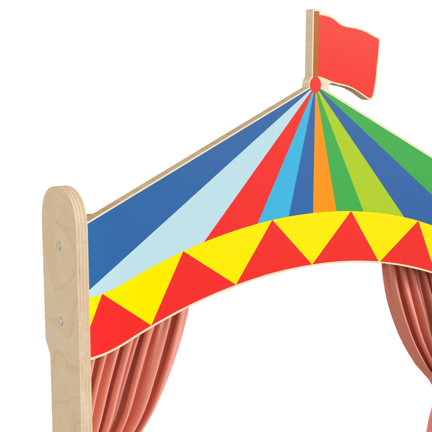 Bright Beginnings Wooden Puppet Theater with Removable Curtains and Bottom Magnetic Chalkboard, Natural Beech