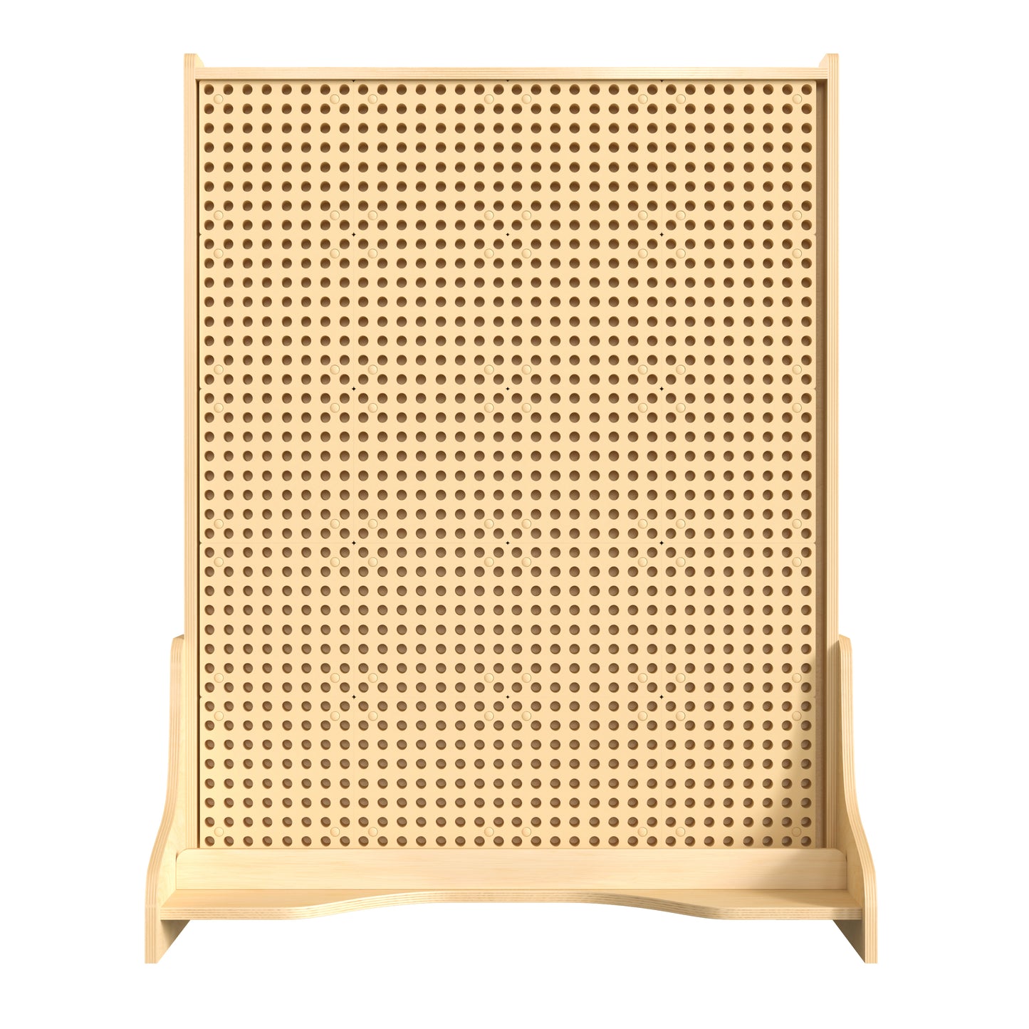 Bright Beginnings Commercial Grade Natural Finish Wooden Double Sided Freestanding STEAM Wall Base with Peg Panels Natural