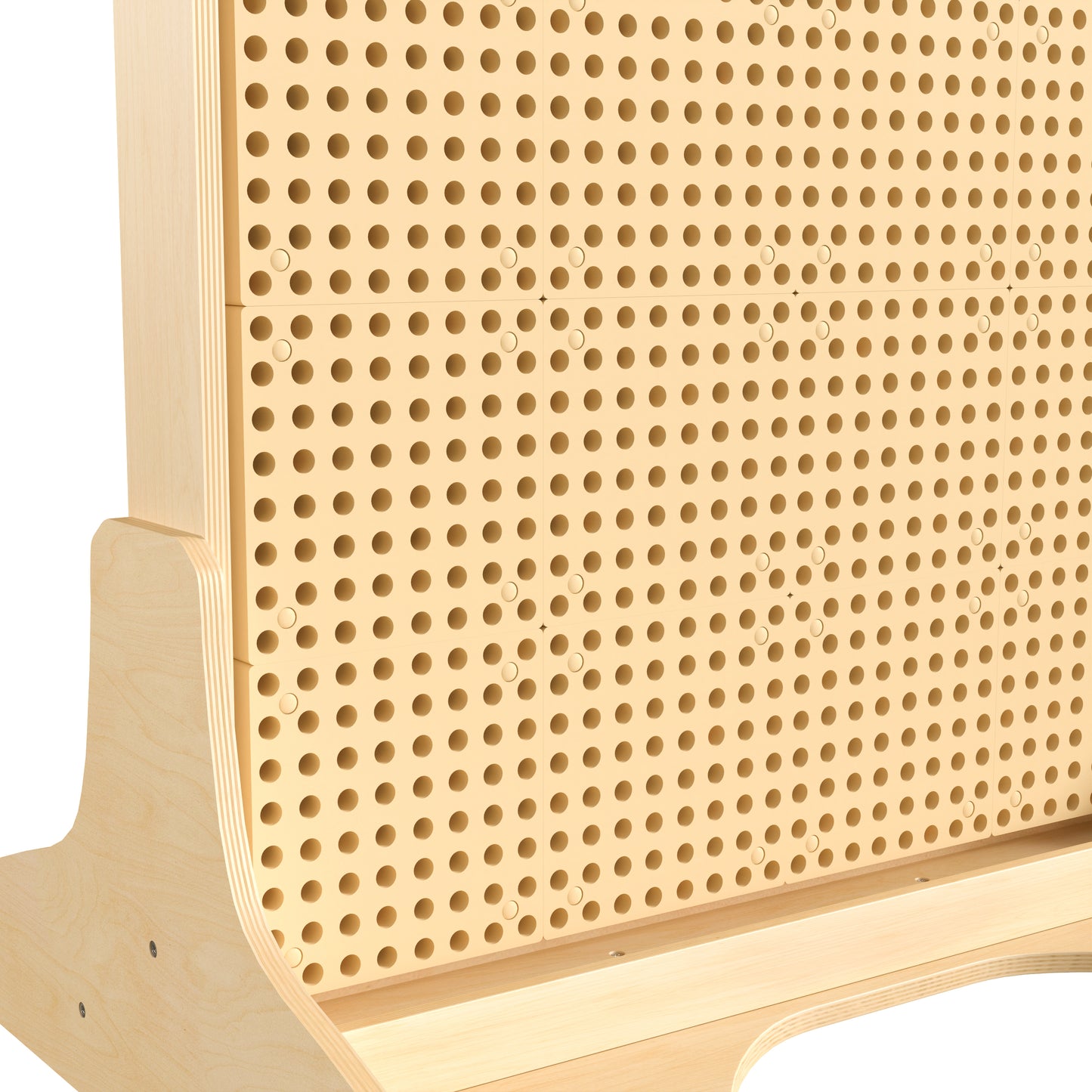 Bright Beginnings Commercial Grade Natural Finish Wooden Double Sided Freestanding STEAM Wall Base with Peg Panels Natural