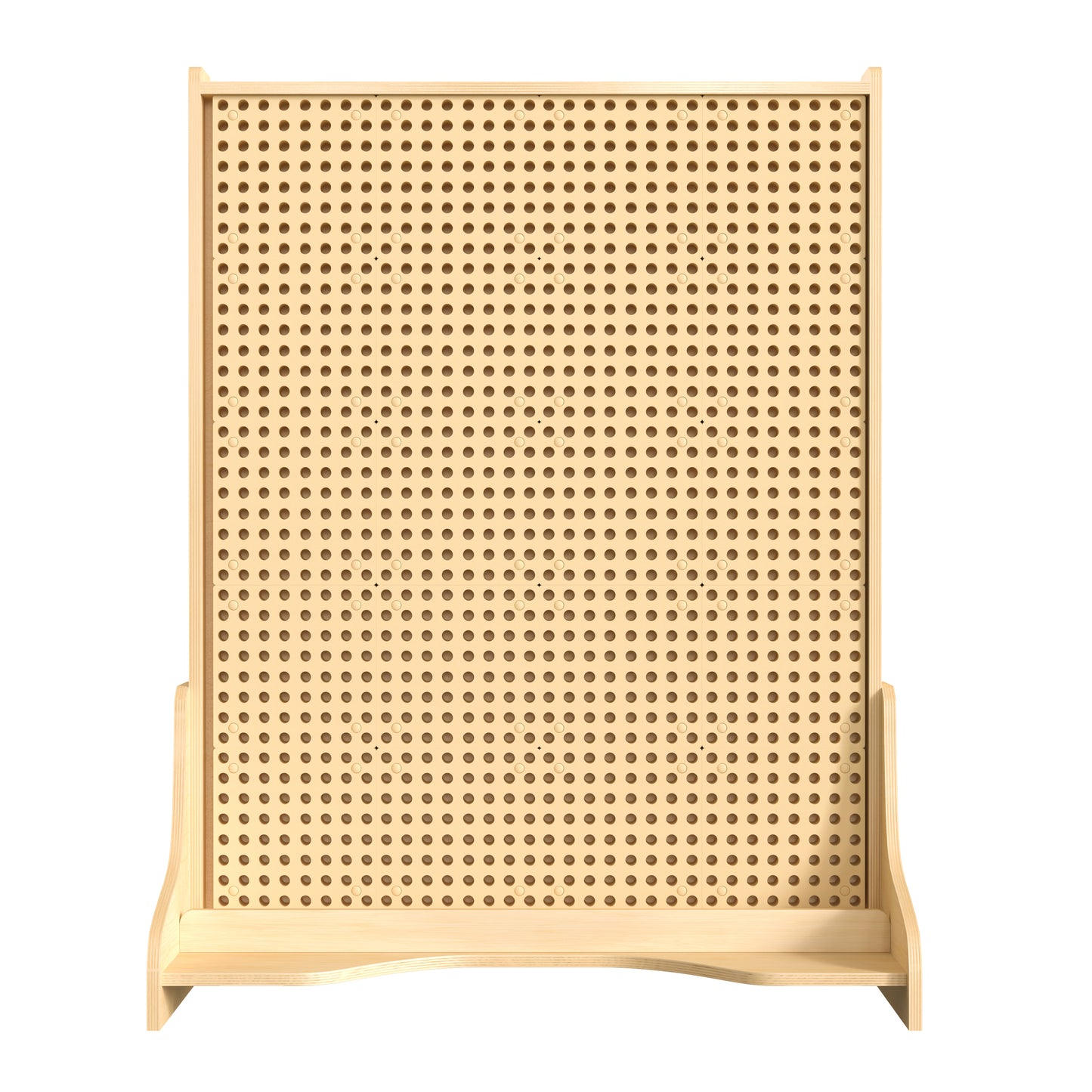 Bright Beginnings Commercial Grade Natural Finish Wooden Double Sided Freestanding STEAM Wall Base with Peg Panels Natural
