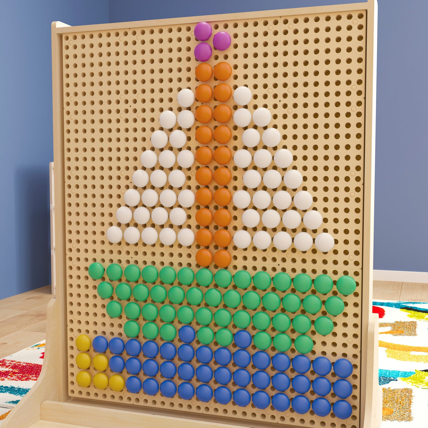 Bright Beginnings Commercial Grade 64 Piece Jumbo Peg Accessory Pack for Modular STEAM Walls (Not Included) - Multicolor Multi