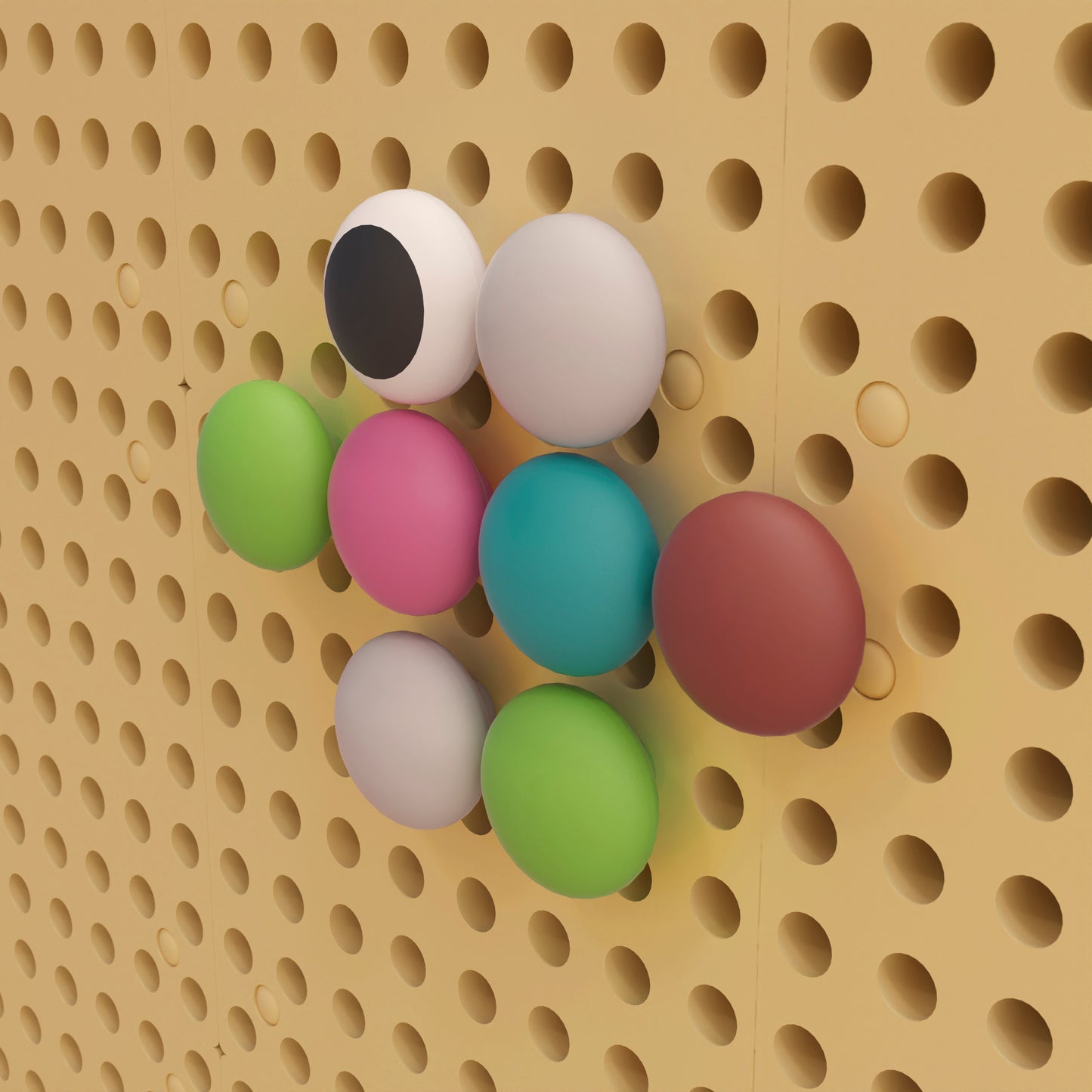 Bright Beginnings Commercial Grade 64 Piece Jumbo Peg Accessory Pack for Modular STEAM Walls (Not Included) - Pastel Multicolor Multi Pastel