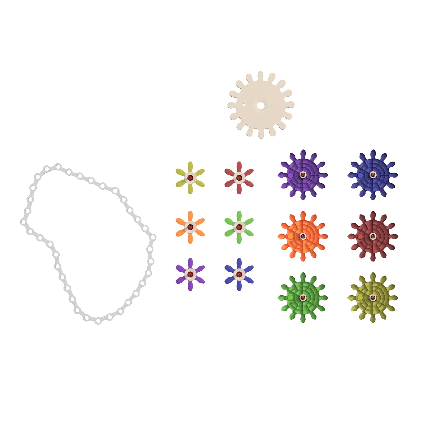Bright Beginnings Commercial Grade 79 Piece Multicolor Chain and Gears Accessory Set for Modular STEAM Wall Systems (Not Included) Multi