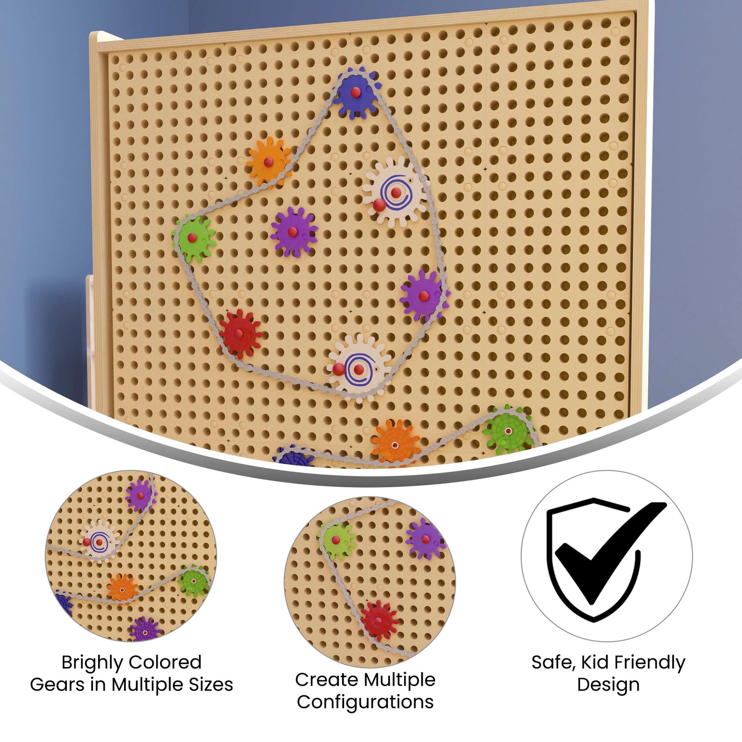 Bright Beginnings Commercial Grade 79 Piece Multicolor Chain and Gears Accessory Set for Modular STEAM Wall Systems (Not Included) Multi