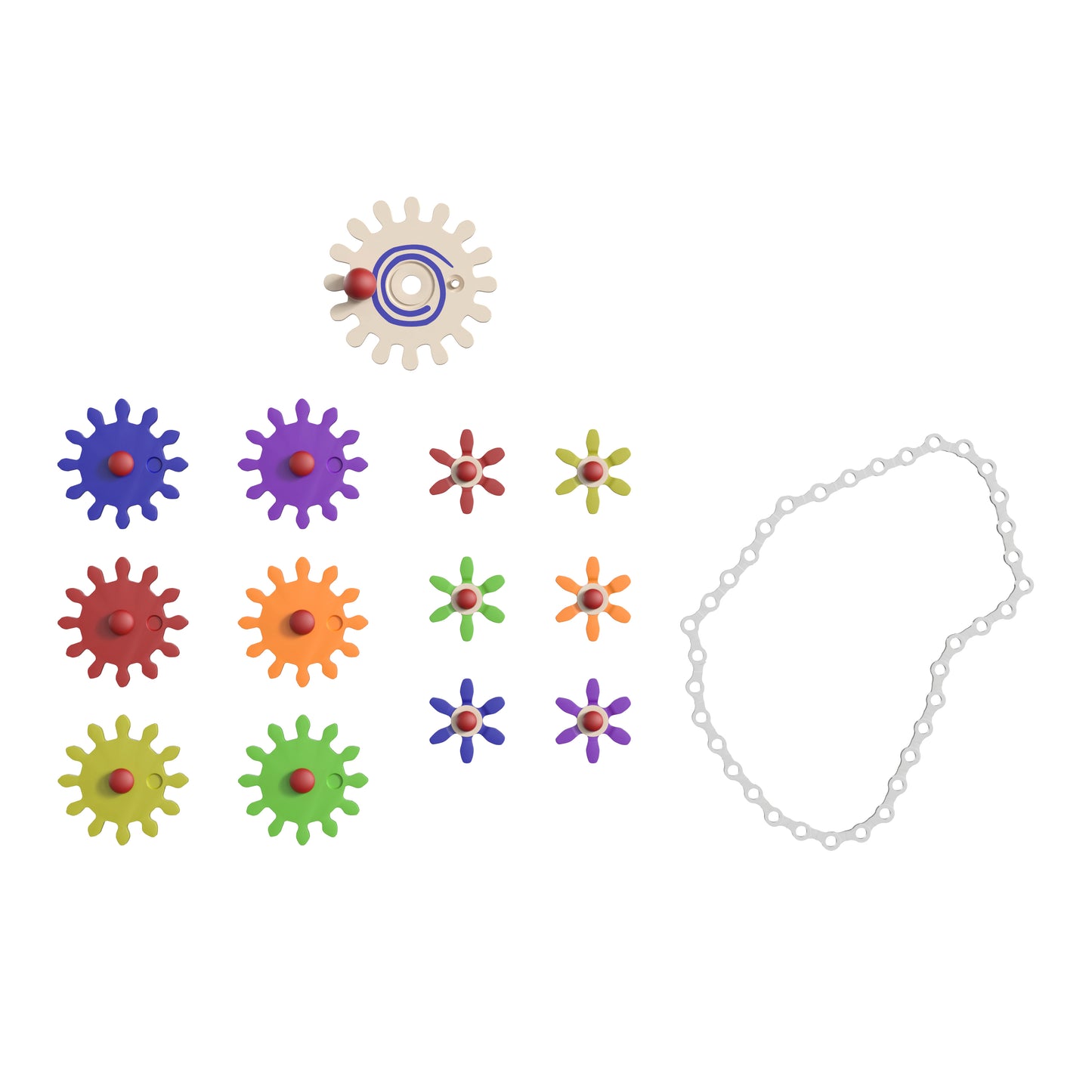 Bright Beginnings Commercial Grade 79 Piece Multicolor Chain and Gears Accessory Set for Modular STEAM Wall Systems (Not Included) Multi