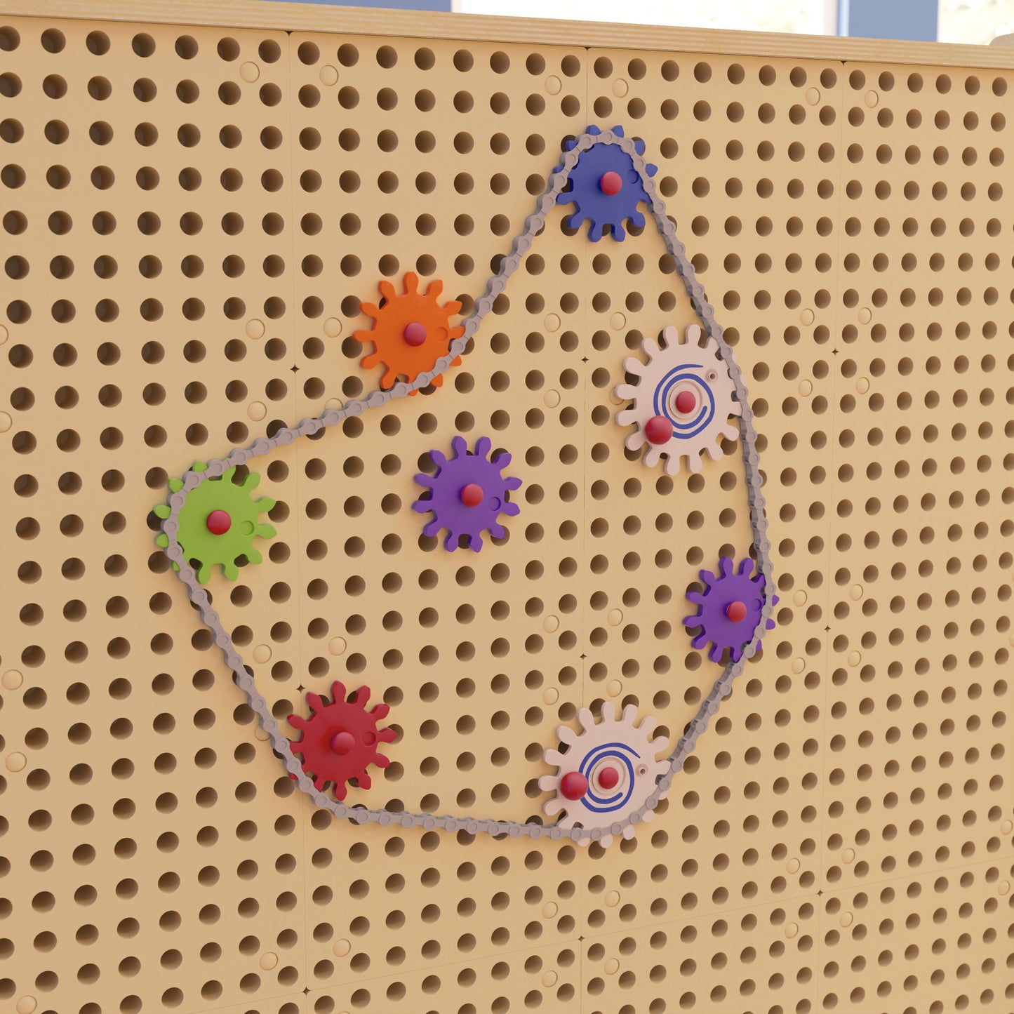 Bright Beginnings Commercial Grade 79 Piece Multicolor Chain and Gears Accessory Set for Modular STEAM Wall Systems (Not Included) Multi