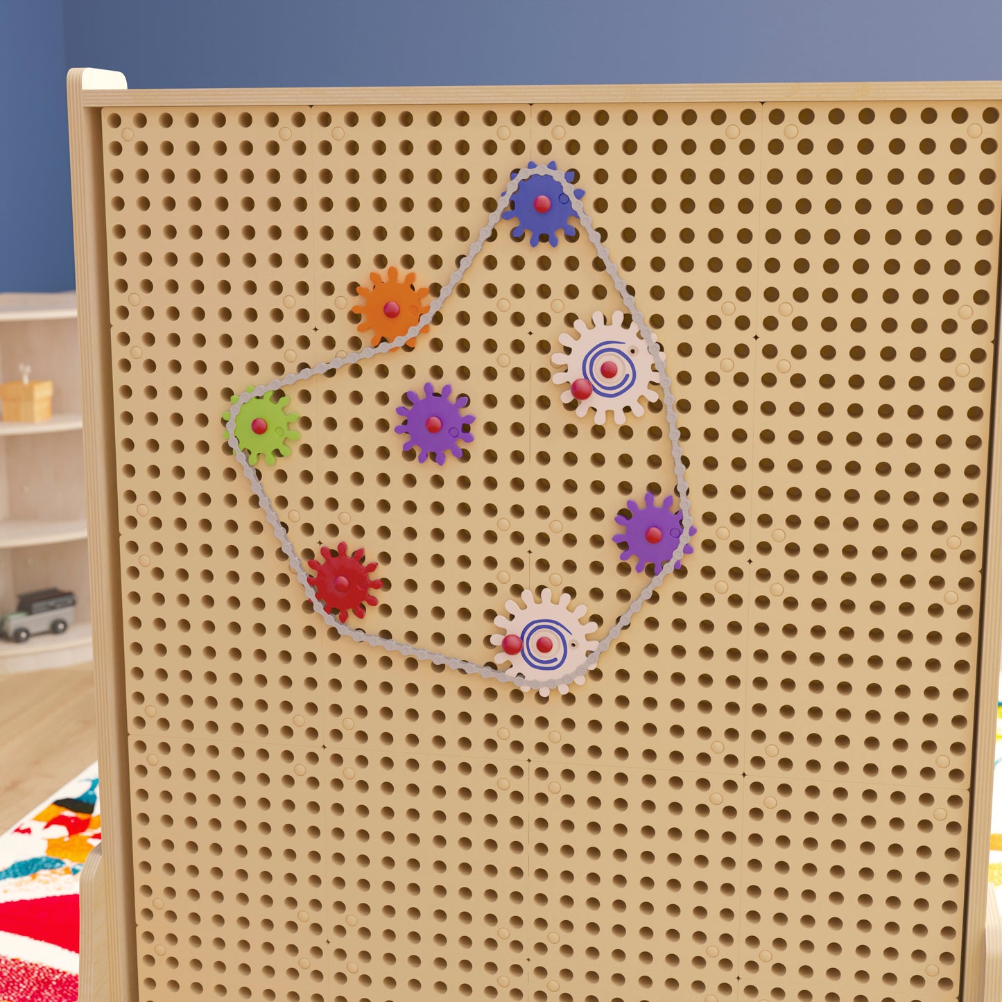 Bright Beginnings Commercial Grade 79 Piece Multicolor Chain and Gears Accessory Set for Modular STEAM Wall Systems (Not Included) Multi